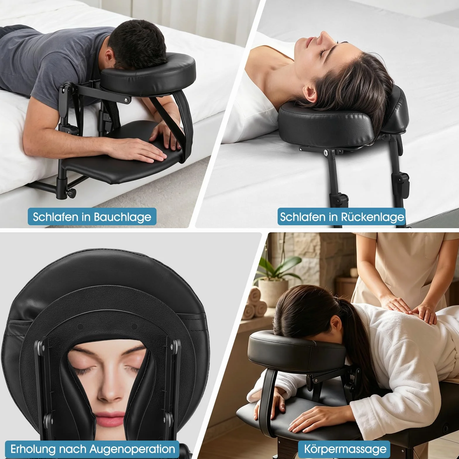 Regulowany zagłówek do masażu U-kształtny, uniwersalna poduszka do salonu, spa, regulacja wysokości 14-45 cm