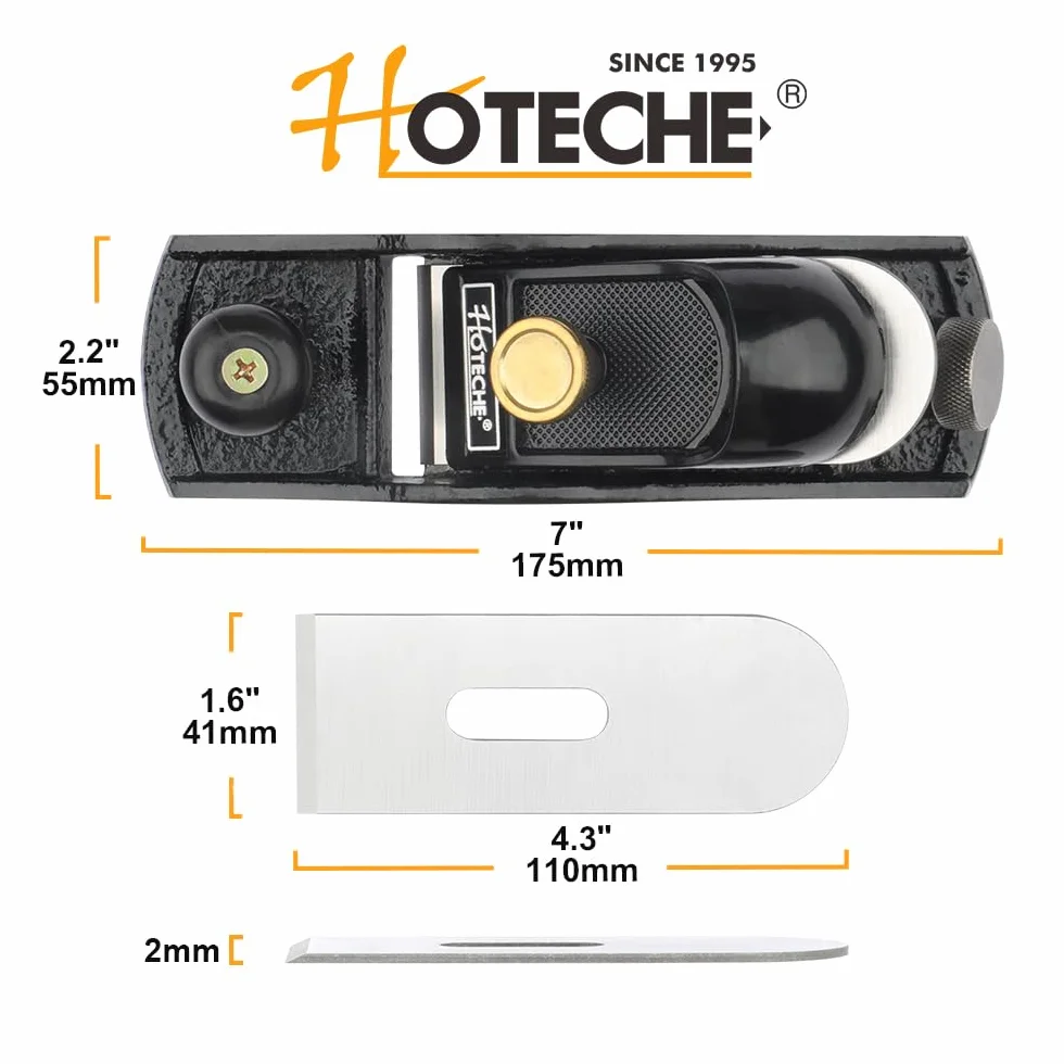 Hoteche Strug jednoręczny – długość korpusu 175 mm, szerokość ostrza 41 mm (precyzyjna obróbka dna i boku, odlew precyzyjny, regulowane ostrze, gładka powierzchnia)