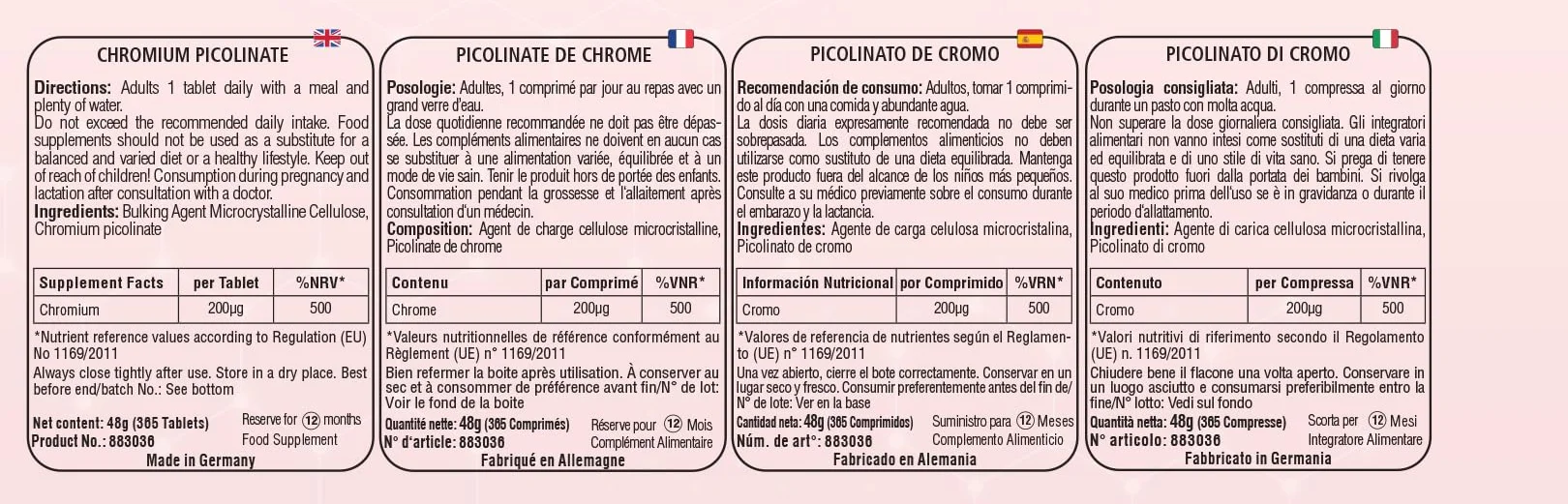 Pikolinian chromu 200μg – 365 tabletek – *normalny poziom cukru we krwi – wysoka dawka – 100% wegański – produkcja i badania laboratoryjne w Niemczech – NutriFair | Premium & Fair