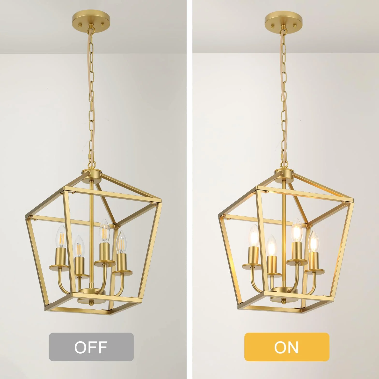 Lampa sufitowa wisząca, metalowa rama z 4 podstawami E14 żyrandol przemysłowy, złote żyrandole z regulacją wysokości, rustykalny żyrandol wiejski do salonu, sypialni, kuchni, przedpokoju, jadalni