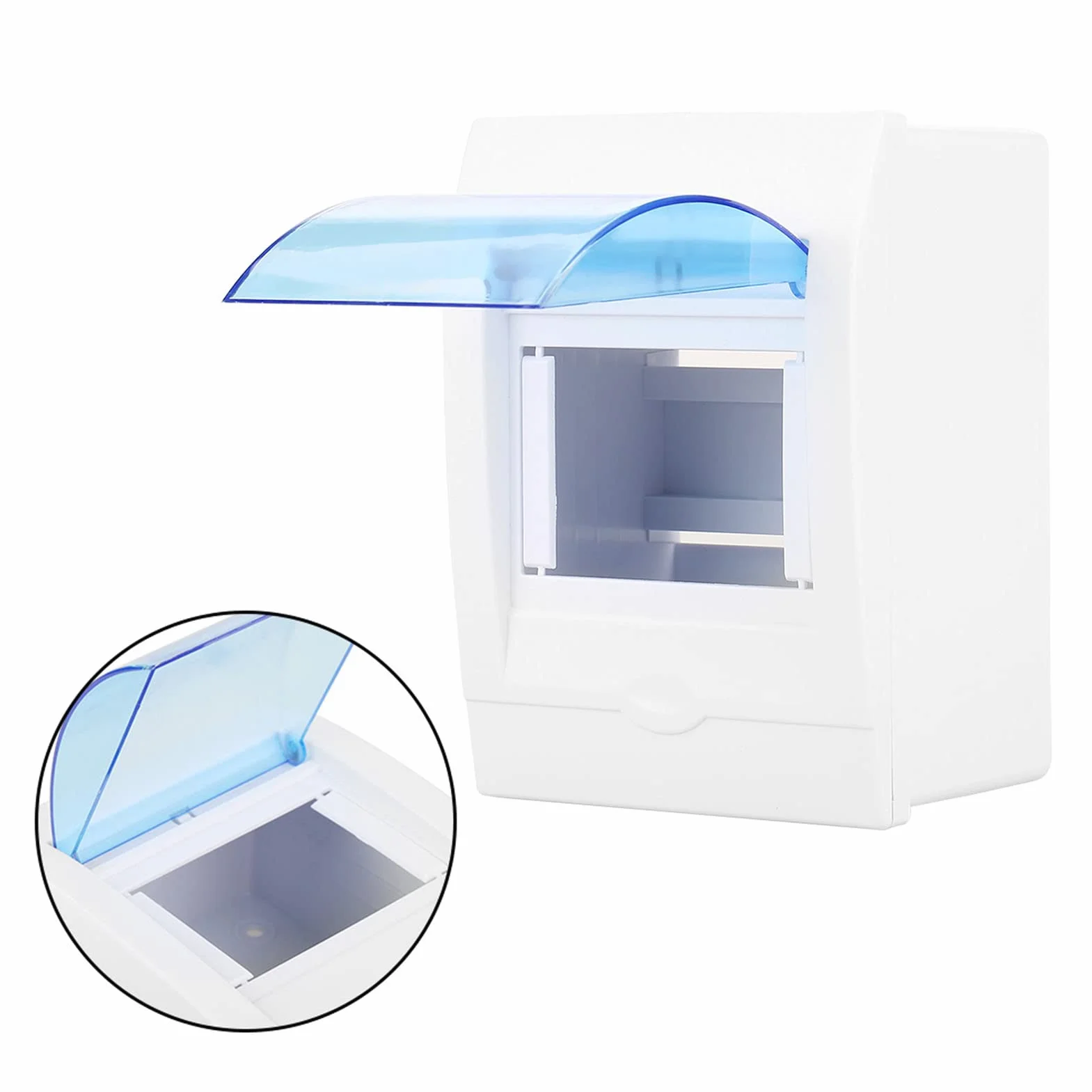 Hyuduo 3-4-drożna Skrzynka Rozdzielcza Wyłącznika Automatycznego ABS Biała Niebieska 13x9,6x6,5 cm Montaż Wewnętrzny Przezroczysta Pokrywa Stanu