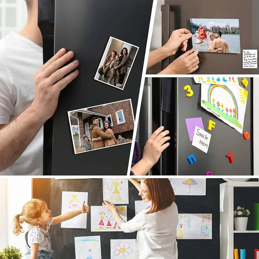 LLPT Klej do arkuszy magnetycznych, elastyczny arkusz magnetyczny na lodówkę, samoprzylepny papier magnetyczny, do zdjęć, obrazów, edukacji, rękodzieła, znaków (MSA465), 5 sztuk, 10 cm x 15 cm