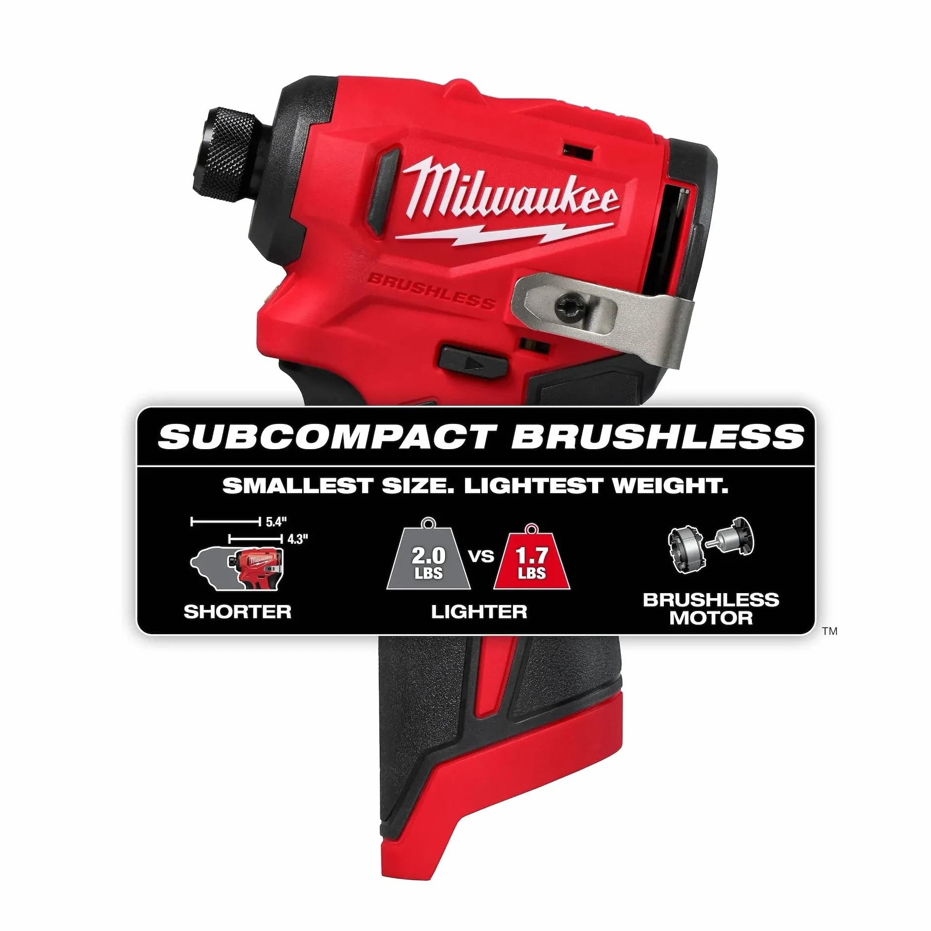Milwaukee M12 Subcompact bezszczotkowy sześciokątny wkrętarka udarowa 1/4 cala (gołe narzędzie)