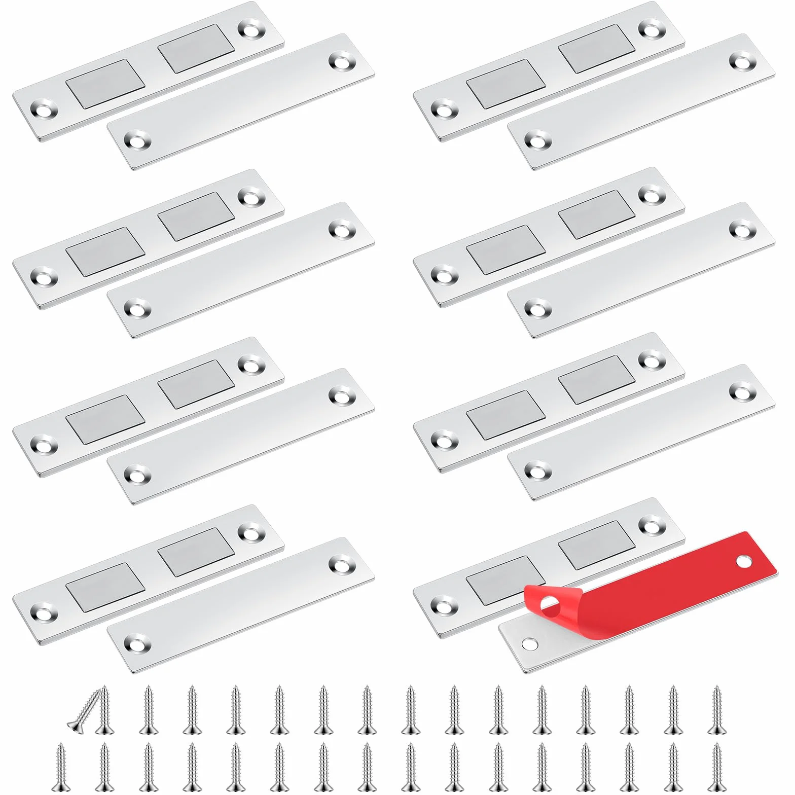 Romon Samozamykacz magnetyczny, 8 sztuk magnesu naklejka meblowa zamknięcie, mocne magnetyczne zamknięcie do drzwi, bardzo cienkie samoprzylepne magnesy do drzwi przesuwnych, do szuflad, zamykania