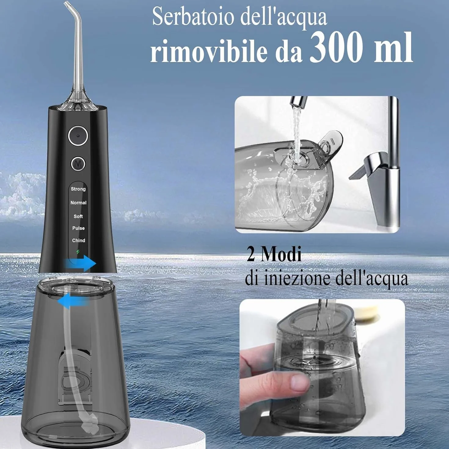 SURFOU Hydropulsor Dental Przenośny Profesjonalny płyn do czyszczenia zębów, Elektryczny doustny Flosser Zraszacz jamy ustnej Prysznic z wodą do czyszczenia jamy ustnej, myjka wodna podróżna