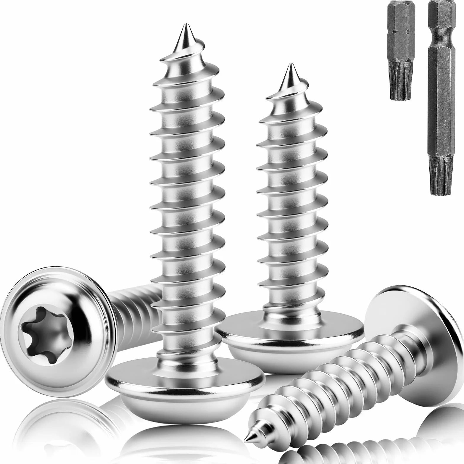 120 sztuk wkrętów blachowych ze stali nierdzewnej M3 x 18 mm, łeb talerzowy, wkręty do drewna, Torx A2, V2A, wkręty samogwintujące, pełny gwint, śruby z łbem płaskim z bitem, śruby z łbem