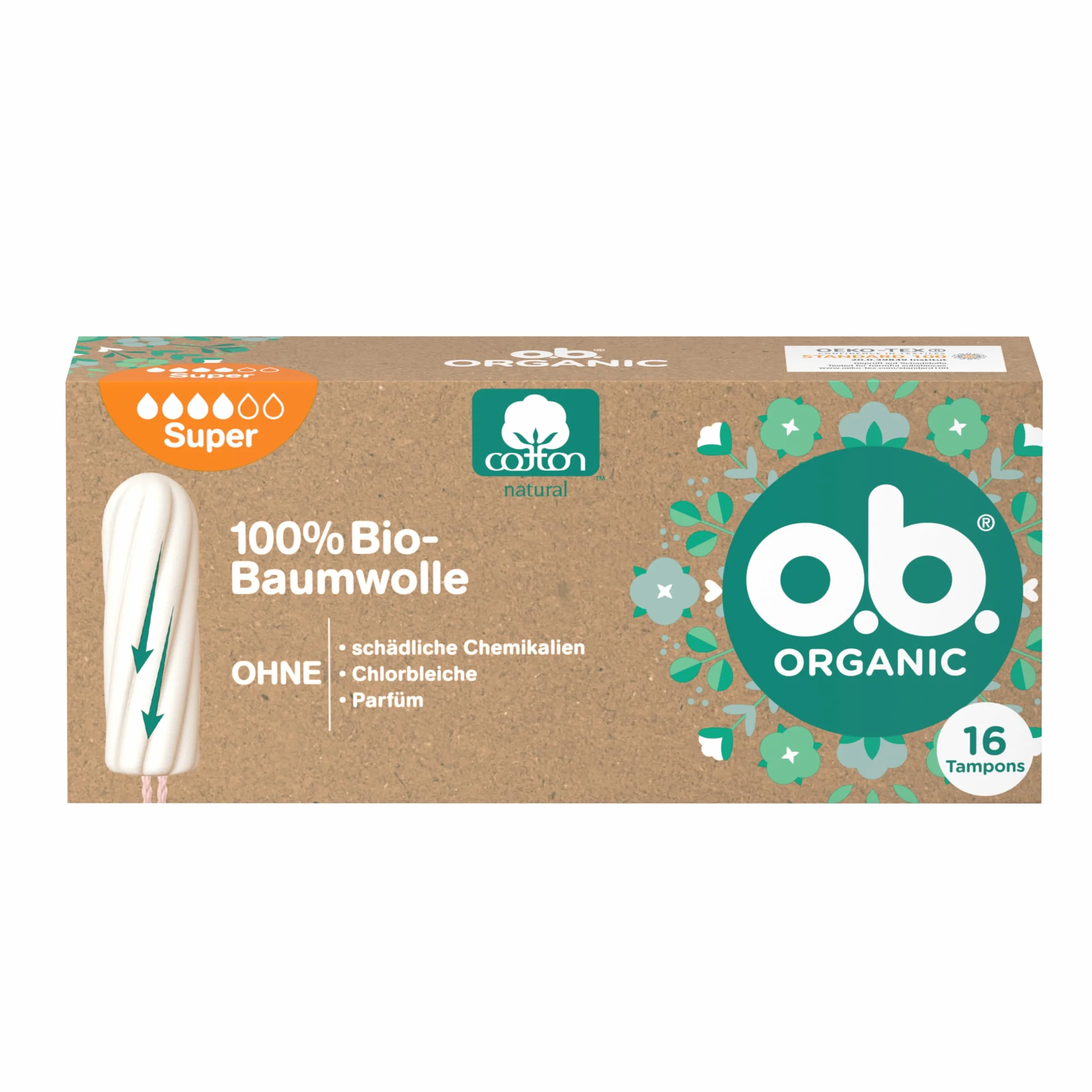 o.b. Organic Super ekologiczne tampony bawełna organiczna 16 sztuk