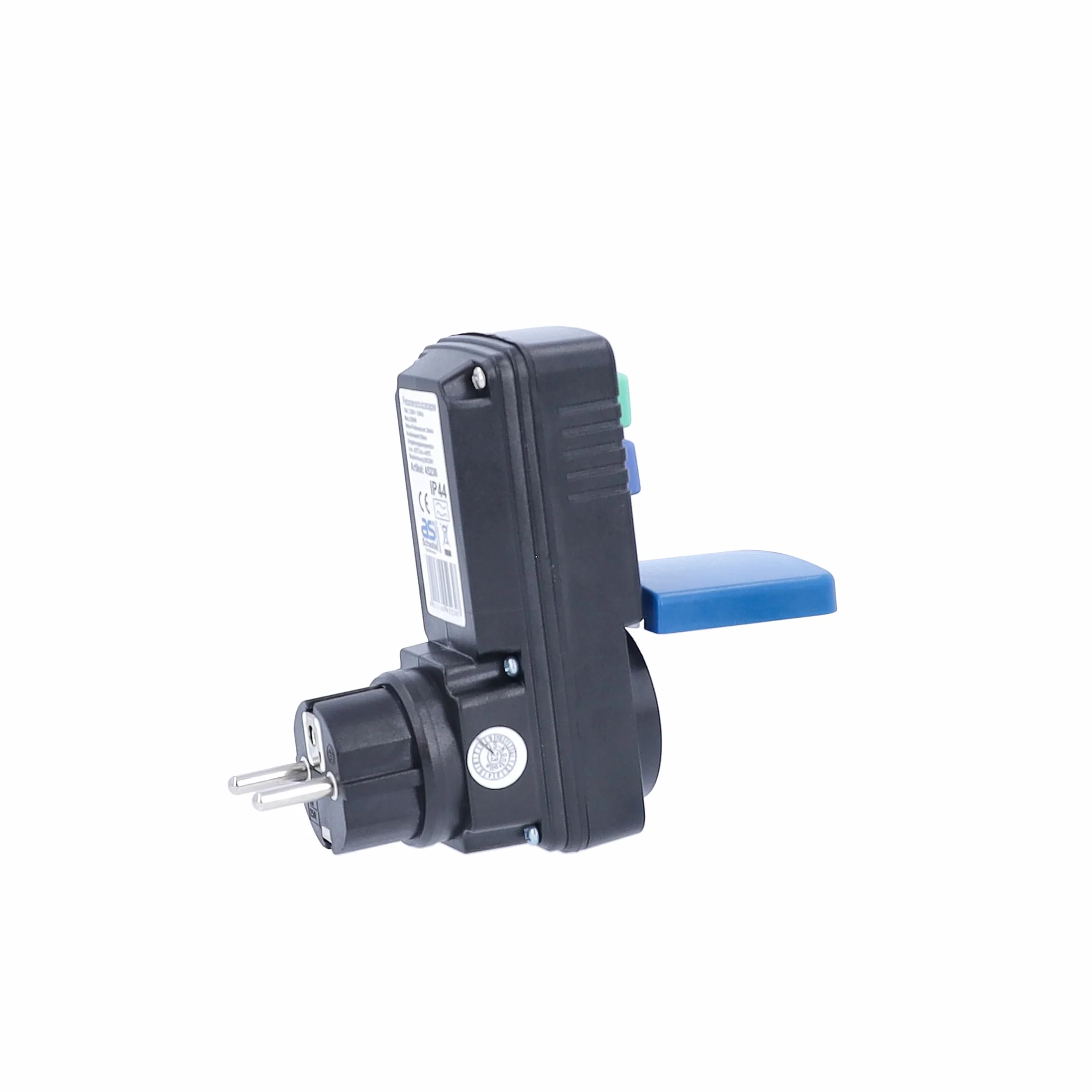 as - Schwabe Personenschutz-Zwischenstecker 30 mA – Schutzkontakt 230 V, 16 A max. 3500 W – Personenschutz-Stecker zum Schutz vor Stromschlägen - Funktionsanzeige und Testschaltung – IP44 I 45230