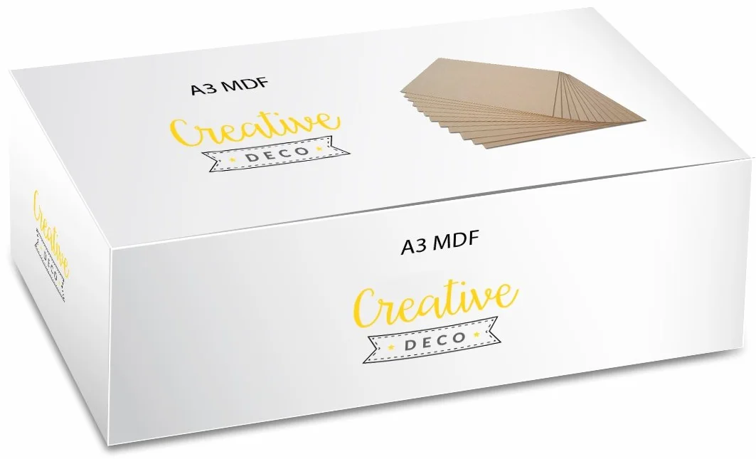 Creative Deco 30 x A3 Płyta MDF | 420 x 300 x 3 mm | Płyty MDF do Majsterkowania i Prac Manualnych | Idealne do Pirografii, Cięcia Laserem, Modelarstwa, Frezowania, Ploter CNC, Wyrzynarka