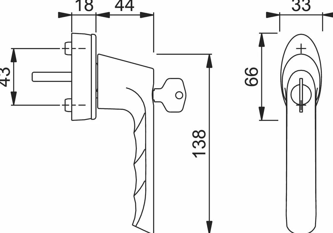 HOPPE 10765074 Klamka okienna Brest z cylindrem blokującym | aluminium srebrna | blokada kluczem | czworokątna 7 x 32-42