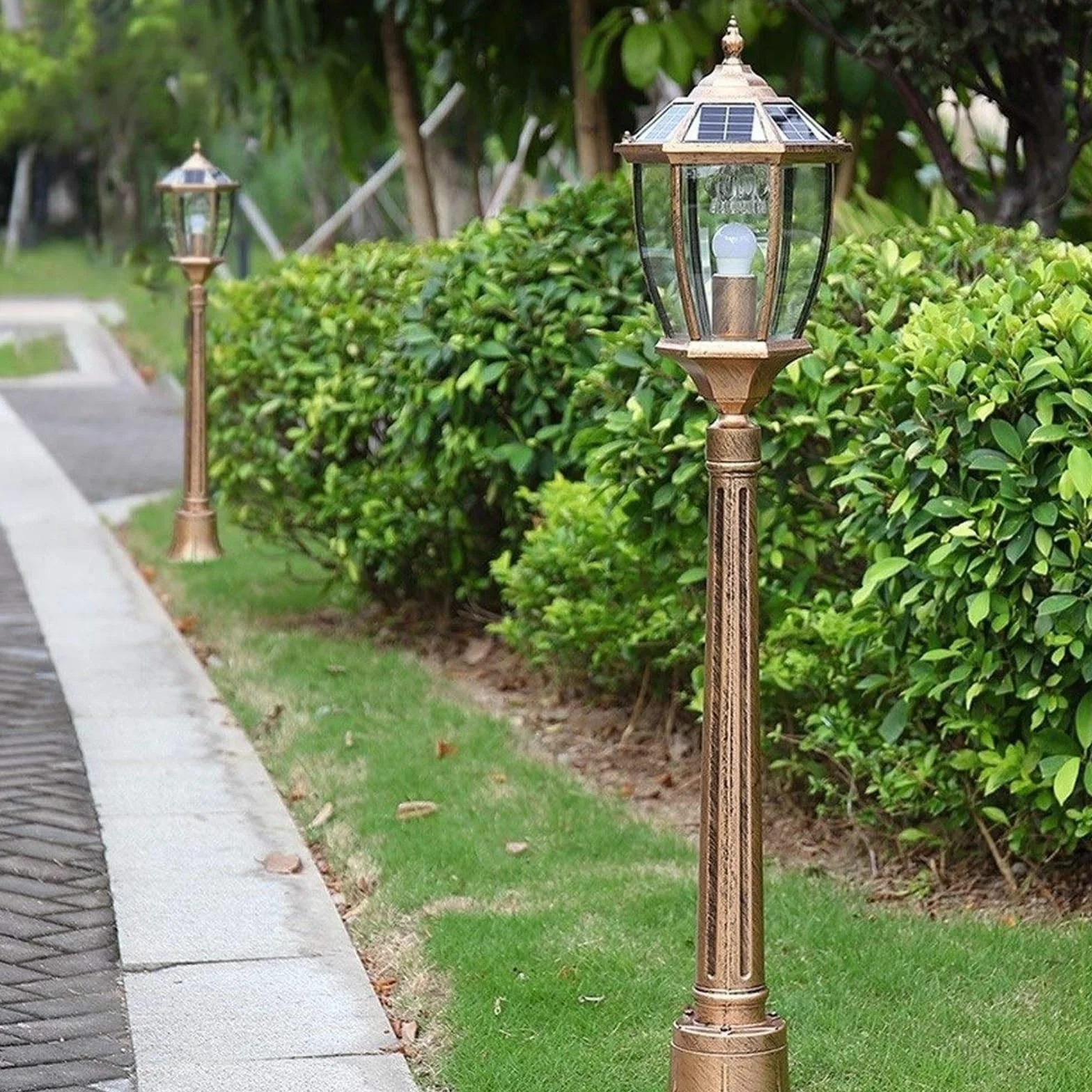 Lampy Zewnętrzne Na Taras, Słupki Oświetleniowe, Wiktoriańskie, Antyczne, Solarne, Wodoodporne, Ogrodowe, Europejskie, Krajobrazowe, Lampa Ścienna, Retro, Wysok(Czarny-1,4M)