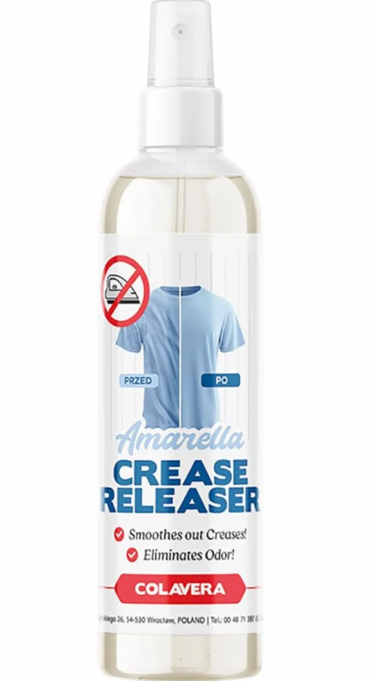 AMARELLA żelazko w sprayu zapach Crease Releaser Colavera 75 ml w podróży prasowanie bez żelazka