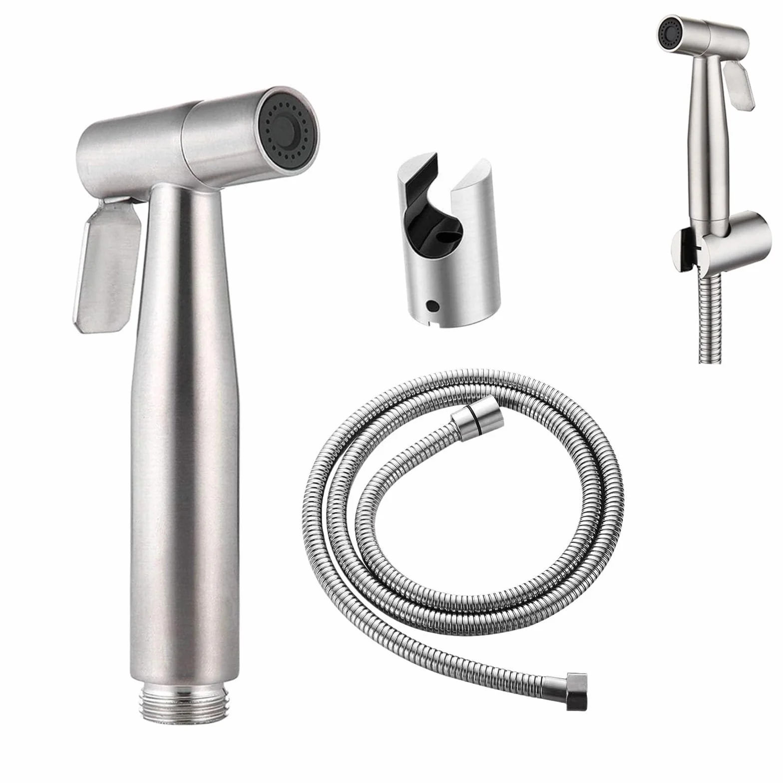 Bidet słuchawka prysznicowa wraz z wężem prysznicowym 150 cm, ze stali nierdzewnej, do toalety, polerowany zestaw prysznicowy z funkcją zmiany i uchwytem ściennym