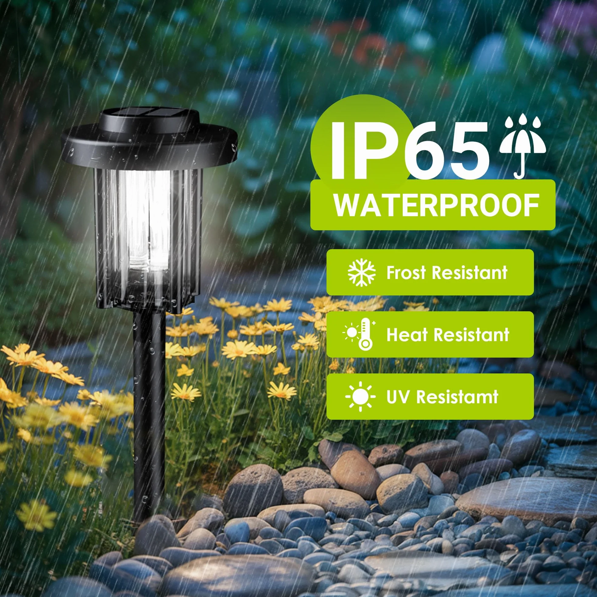 Solpex Lampy solarne do użytku na zewnątrz, 6 sztuk lamp solarnych LED, dekoracja ogrodowa, wodoodporne, zasilane energią słoneczną, oświetlenie drogi do ogrodu, na taras, krajobraz, chodnik, białe