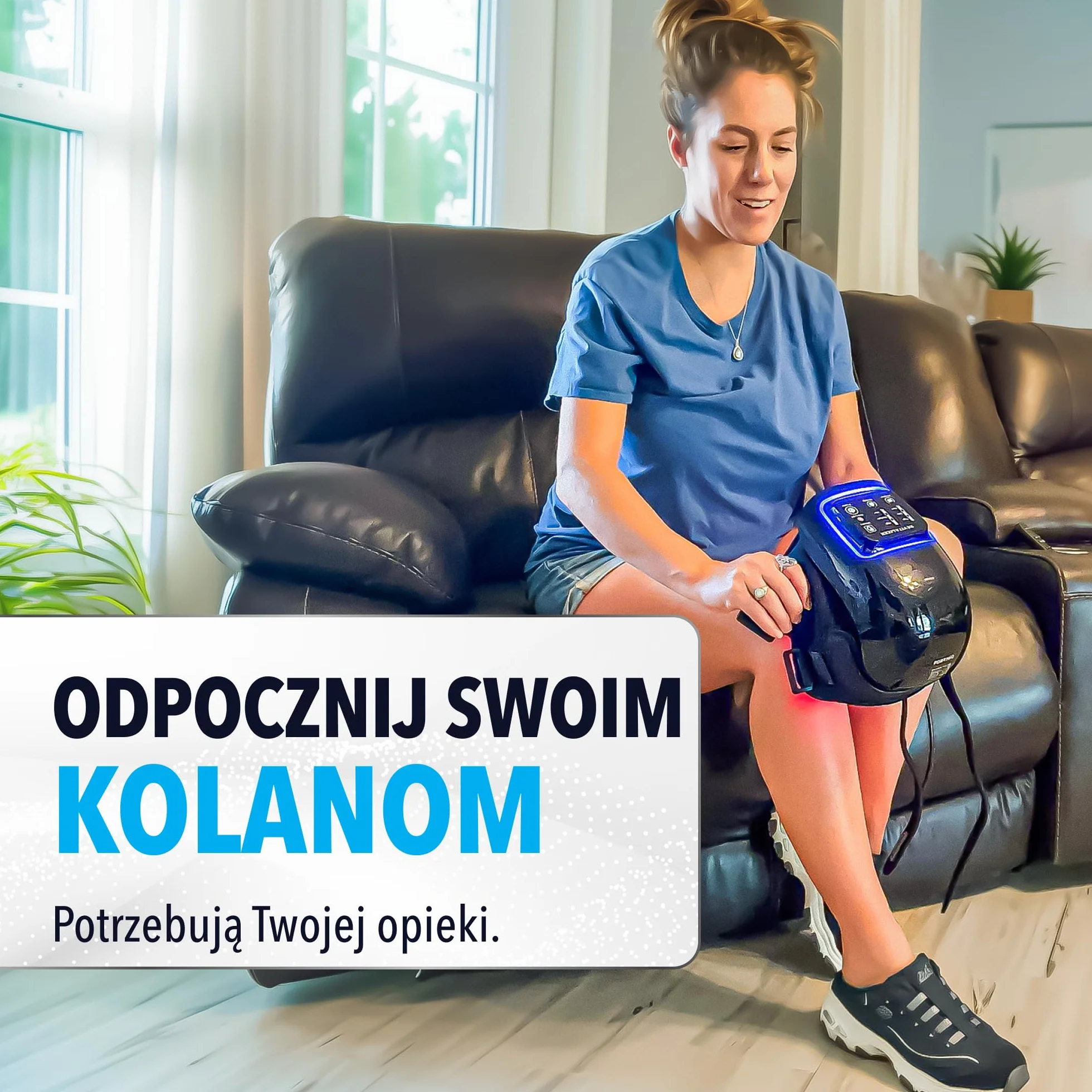 FORTHiQ Pro+ Masażer Kolana z Ciepłem i Czerwonym Światłem: Ciepło, Czerwone Światło o Podwójnej Długości Fali i Wibracje - Bezprzewodowy, Przenośny, Ładowalny, Funkcja Pamięci, Regulowane Paski