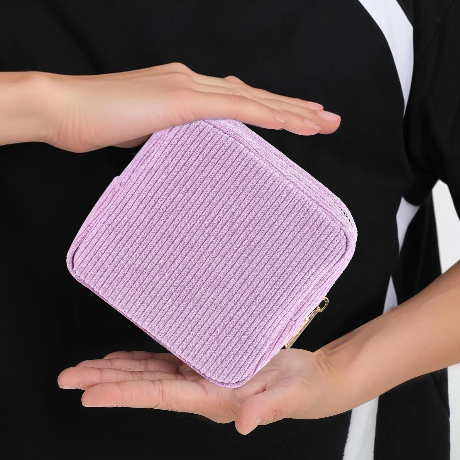 JIEYAO Sztruksowa torba do przechowywania podpasek higienicznych, przenośna torba menstruacyjna, saszetka menstruacyjna