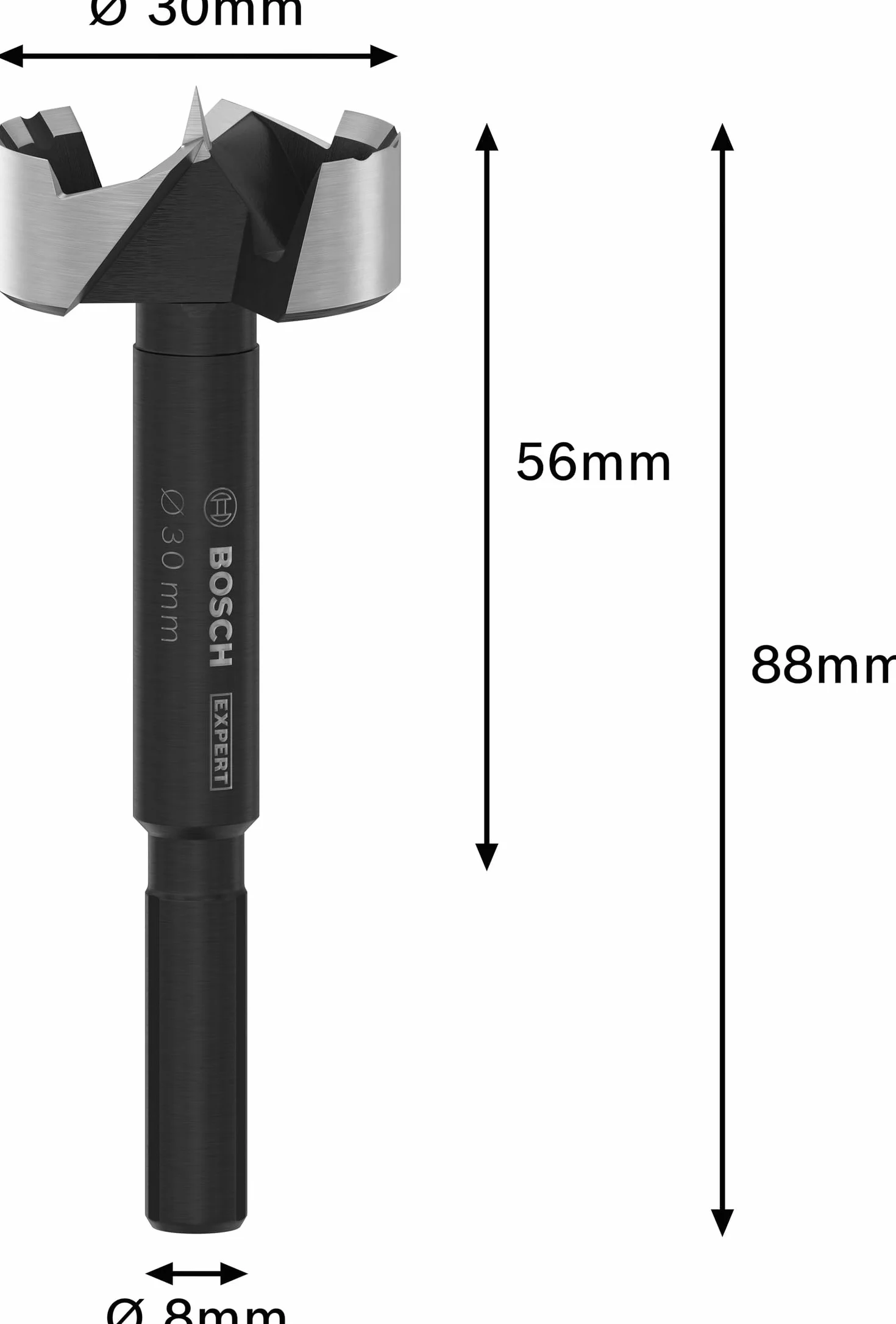 Bosch 1x Wiertło Forstner EXPERT Wood (do Miękkie drewno, Twarde drewno, Ø 30,00 mm, Professional Akcesoria Wiertarki)