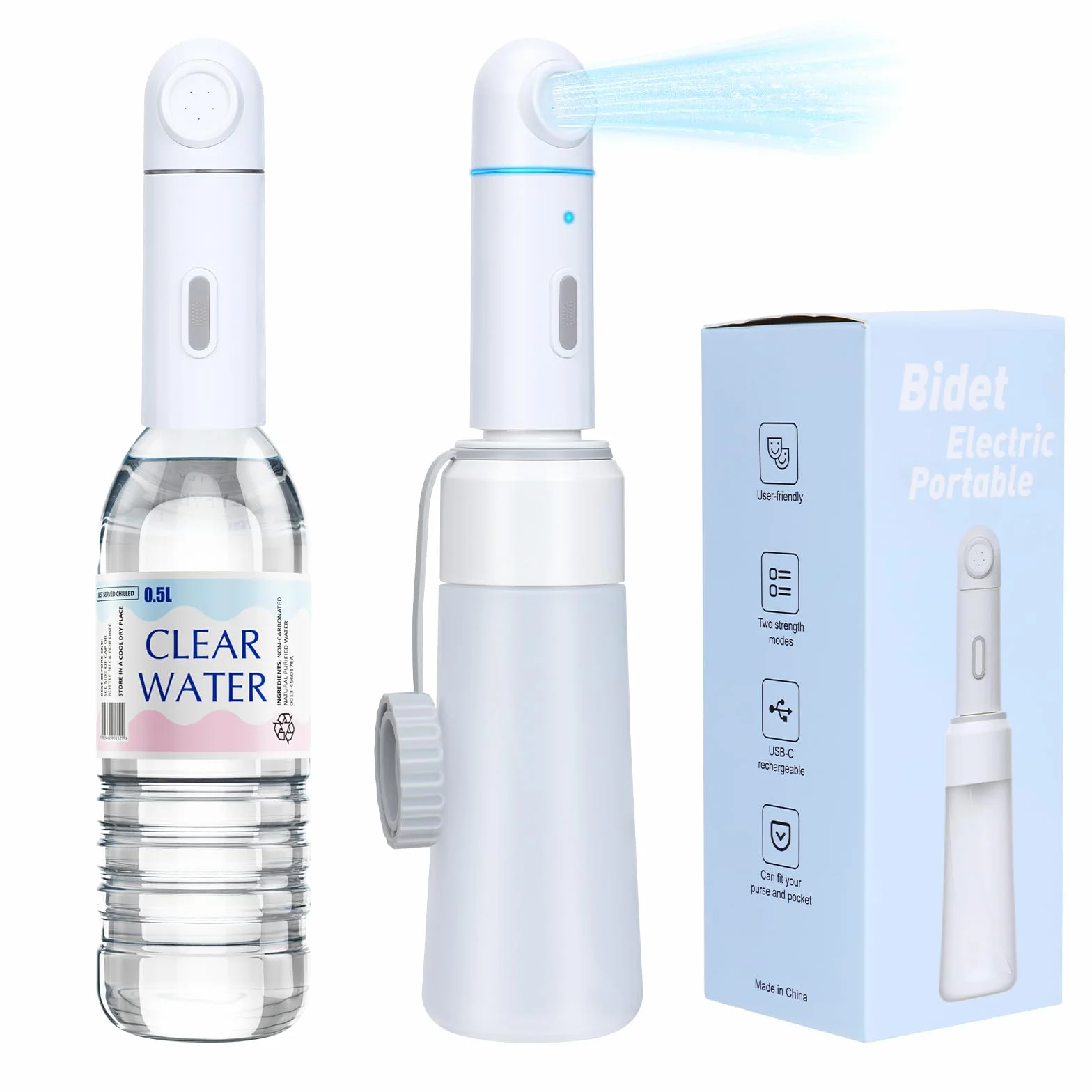 Elektryczny przenośny bidet podróżny 350 ml wodoodporny IPX7 2 tryby wysokiego ciśnienia