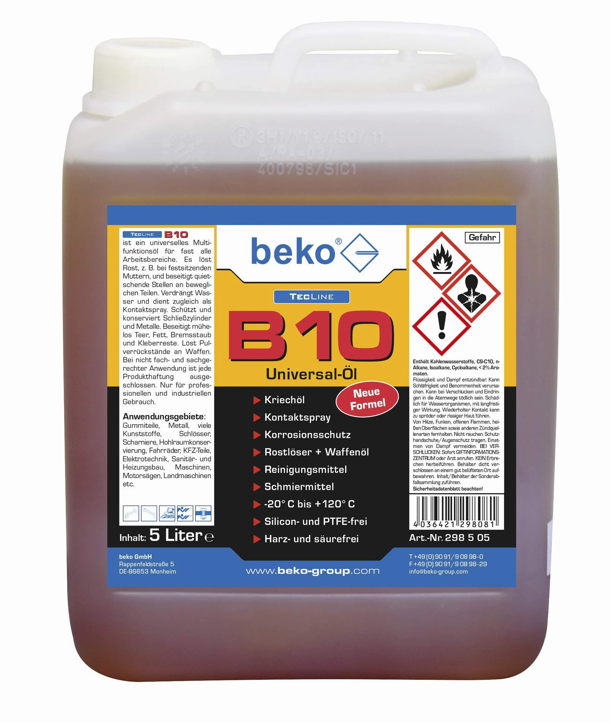 beko TecLine B10 uniwersalny olej 5 l kanister 298 5 05