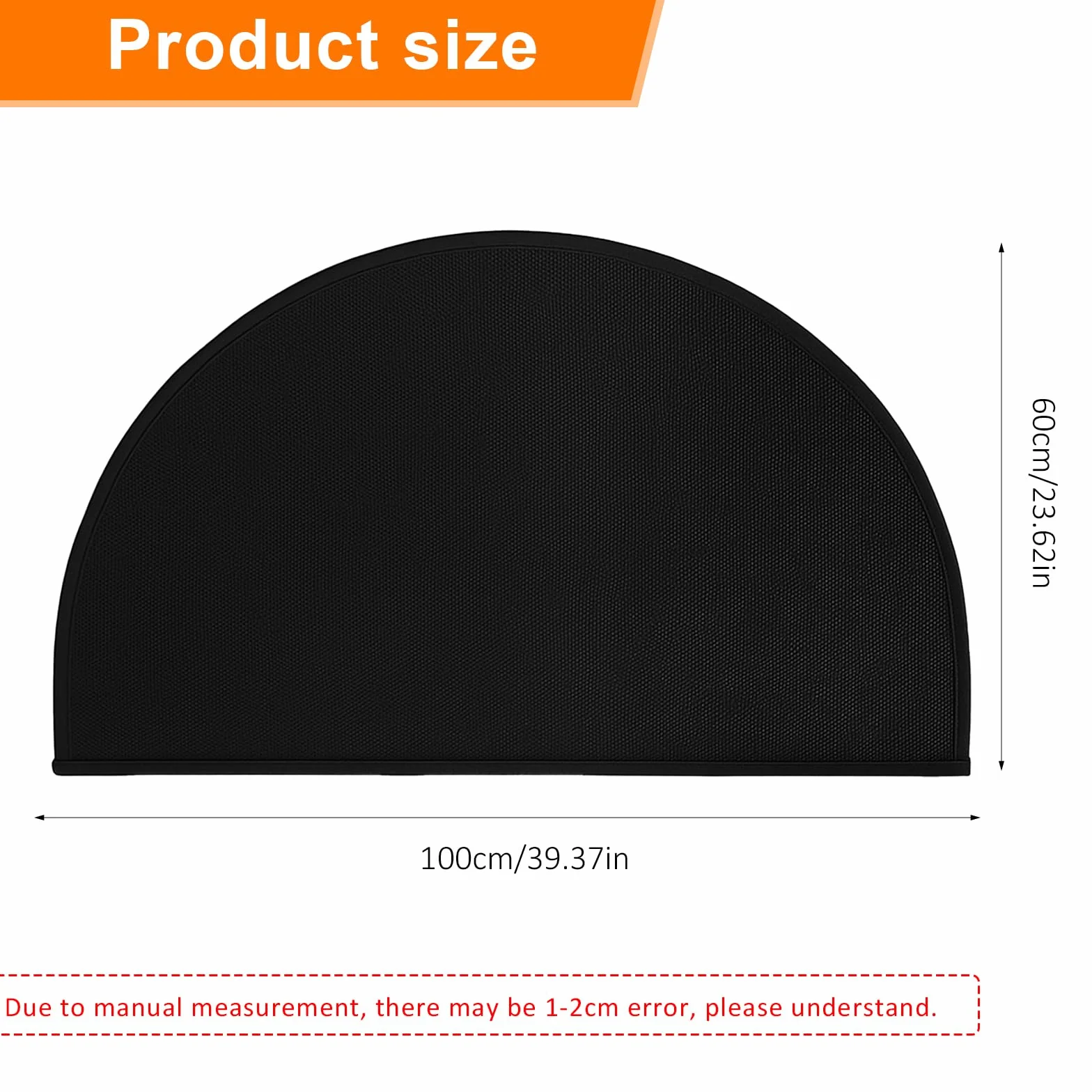 Płyta podłogowa do kominka, półokrągła, 60 x 100 cm – ognioodporna podkładka i mata chroniąca przed wysoką temperaturą, płyta chroniąca przed iskrami, do użytku wewnątrz i na zewnątrz