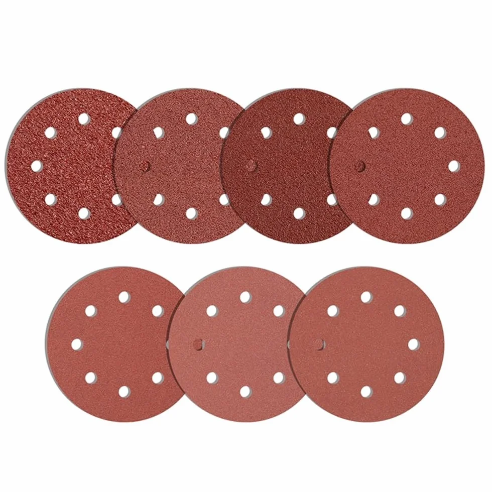Orbitalne tarcze szlifierskie z rzepem, Tarcza ścierna 180 mm, 8 otworów, rzep, tlenek glinu, drewno, metal, 10 szt., różne ziarnistości(10pcs P180)