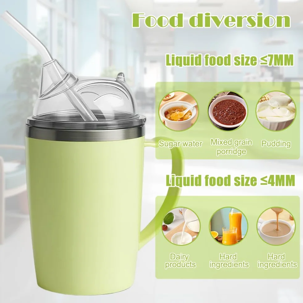 Kubek z dzióbkiem 3 w 1, dla seniorów, 350 ml, z uchwytem i słomką 30 cm, dla dorosłych z niepełnosprawnością, kobiet w ciąży i osób starszych