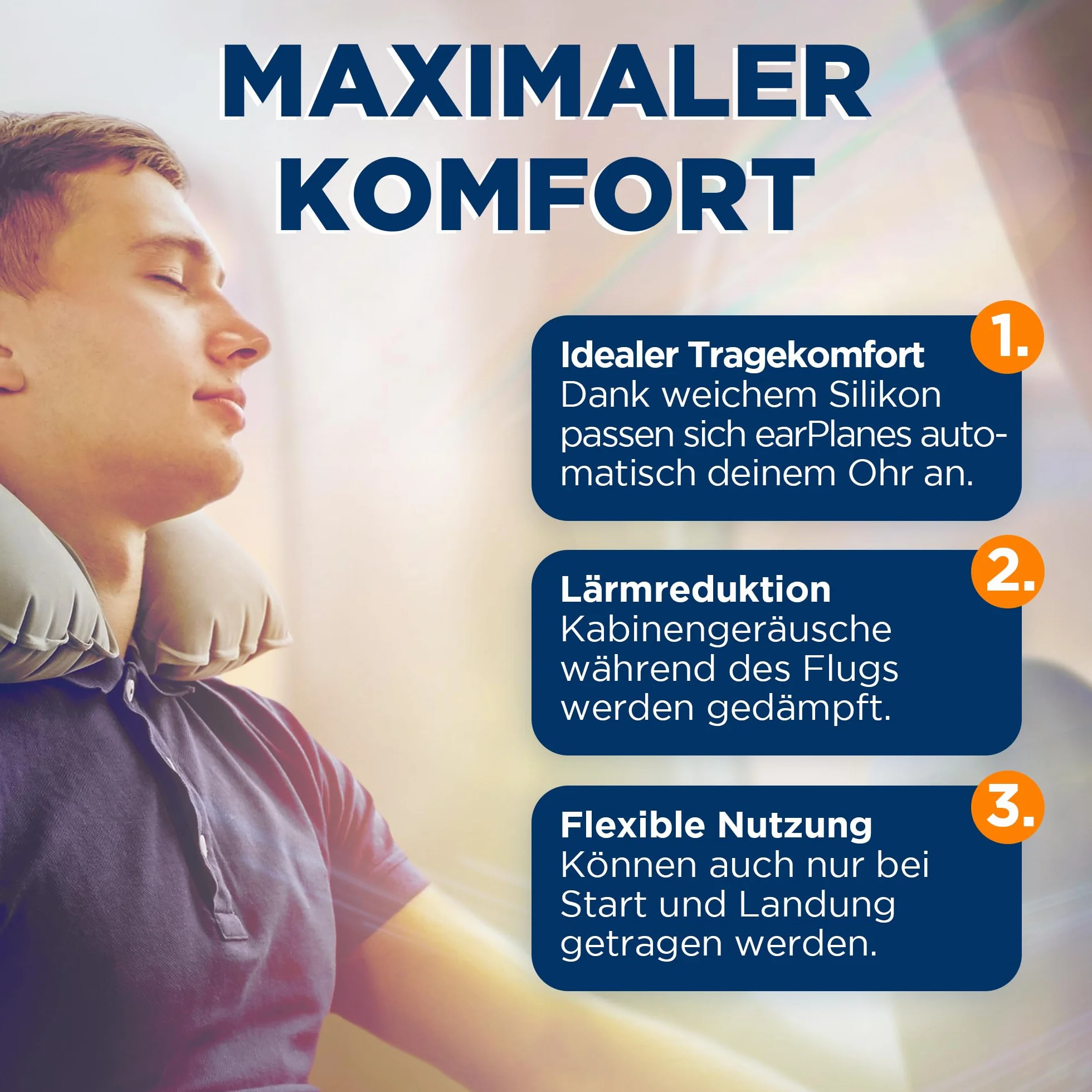 Cirrus Earplanes Adult – wyrównanie ciśnienia podczas lotu, zatyczki do uszu pomagają zmniejszyć nacisk w uchu i bólu uszu podczas podróży samolotem, zapewniają przyjemny lot, 2 sztuki silikonowych zatyczek do uszu