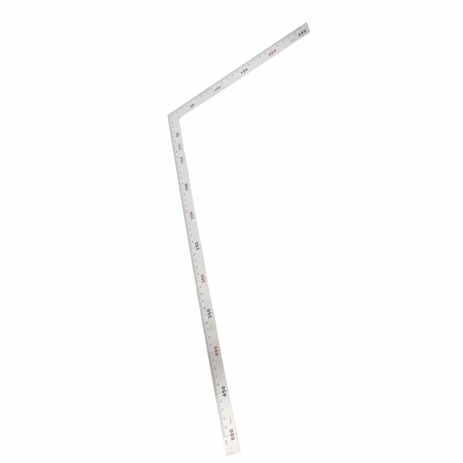 Oumefar Kadrowanie Kwadrat, Stal Nierdzewna 90 Stopni Linijka Kątowa Pomiar Kwadratowe Narzędzie Stolarz Kwadratowy, Metalowy Kształt Litery L Kwadratowa Linijka(500mm*250mm)