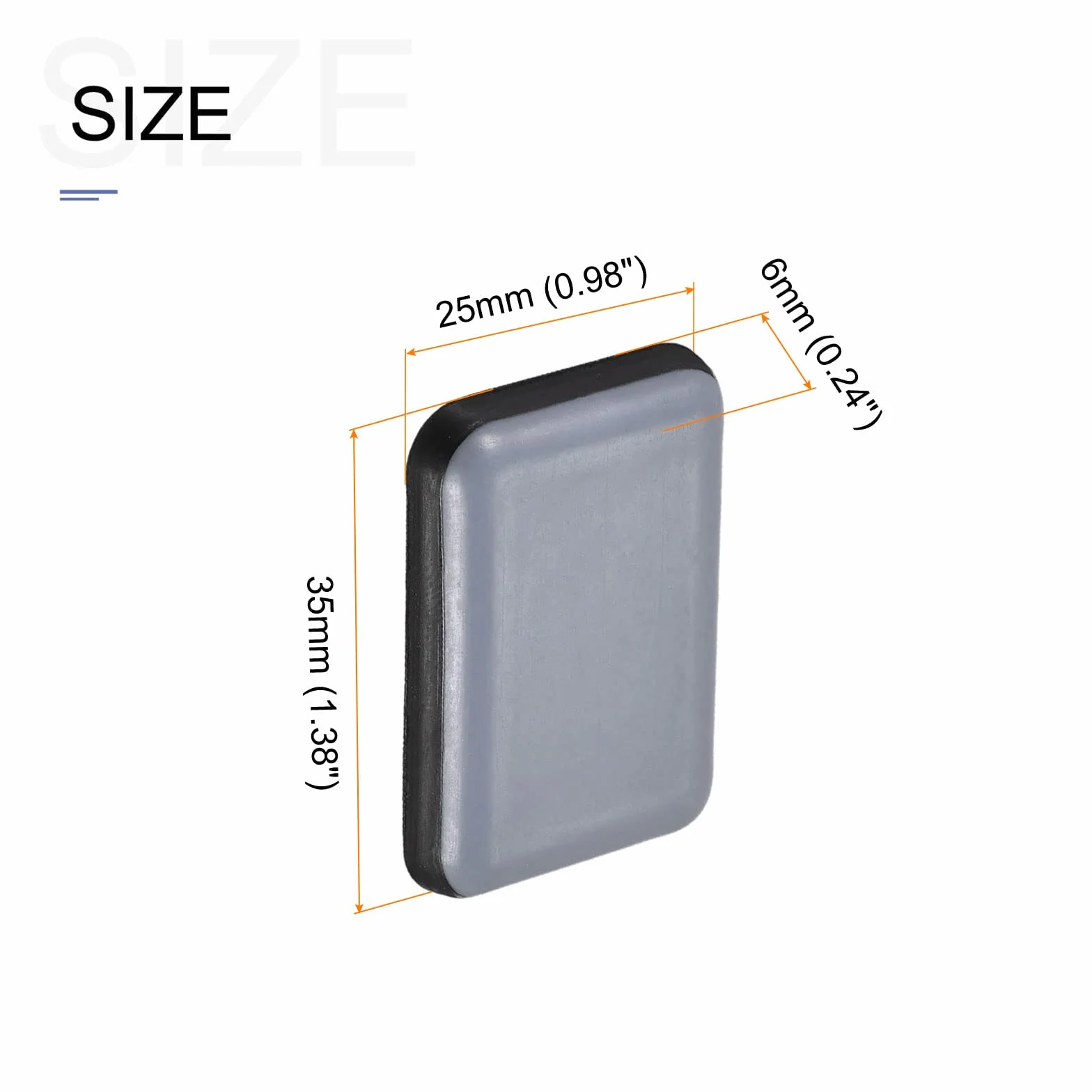 METALLIXITY PTFE suwak meblowy (35 x 25 mm) 12 szt. prostokątne samoprzylepne podkładki ochronne - do mebli dywanów
