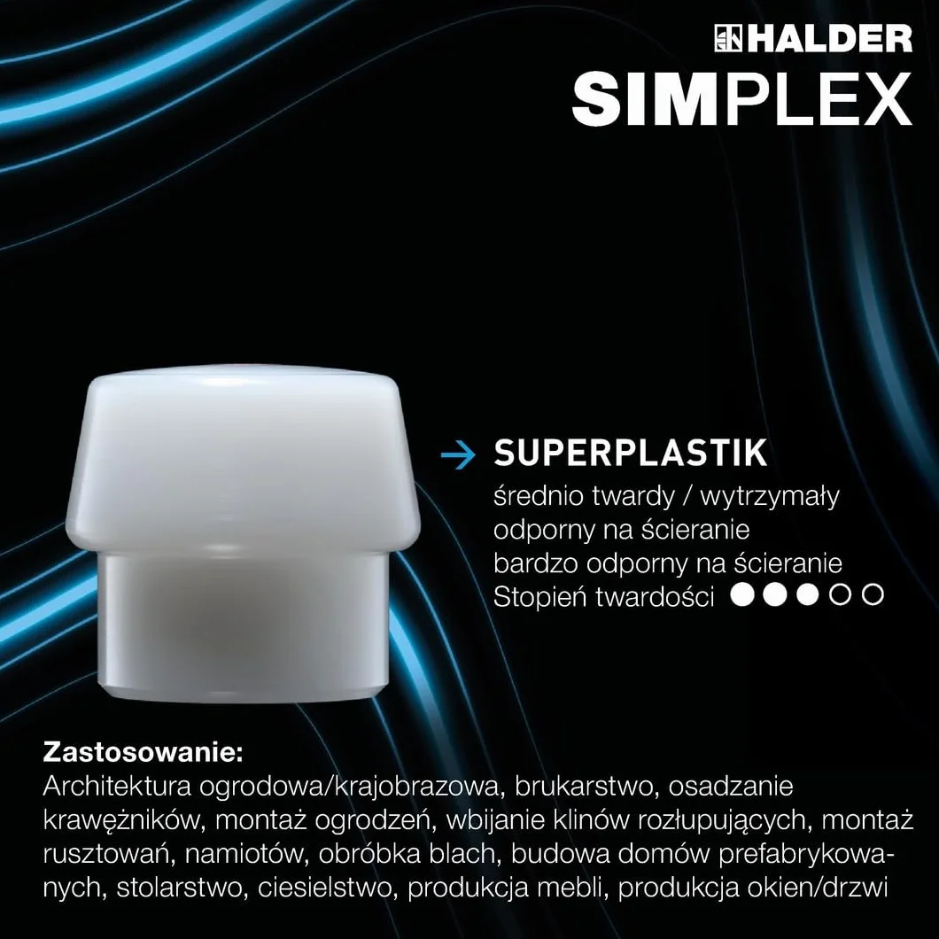 Młotek kowalski z miekkim bijakiem SIMPLEX Superpłastik 125mm HALDER