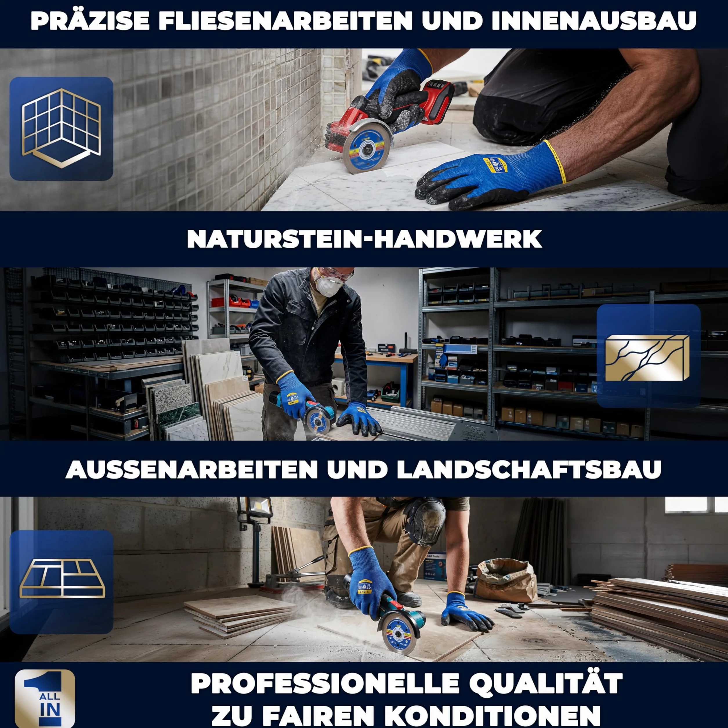 S&R 2-częściowa diamentowa tarcza tnąca, tarcza tnąca 76mm, diamentowa tarcza 176mm, 76 * 10 * 0.8 * 1.2 * 10mm porcelana, polerowany gres, granit