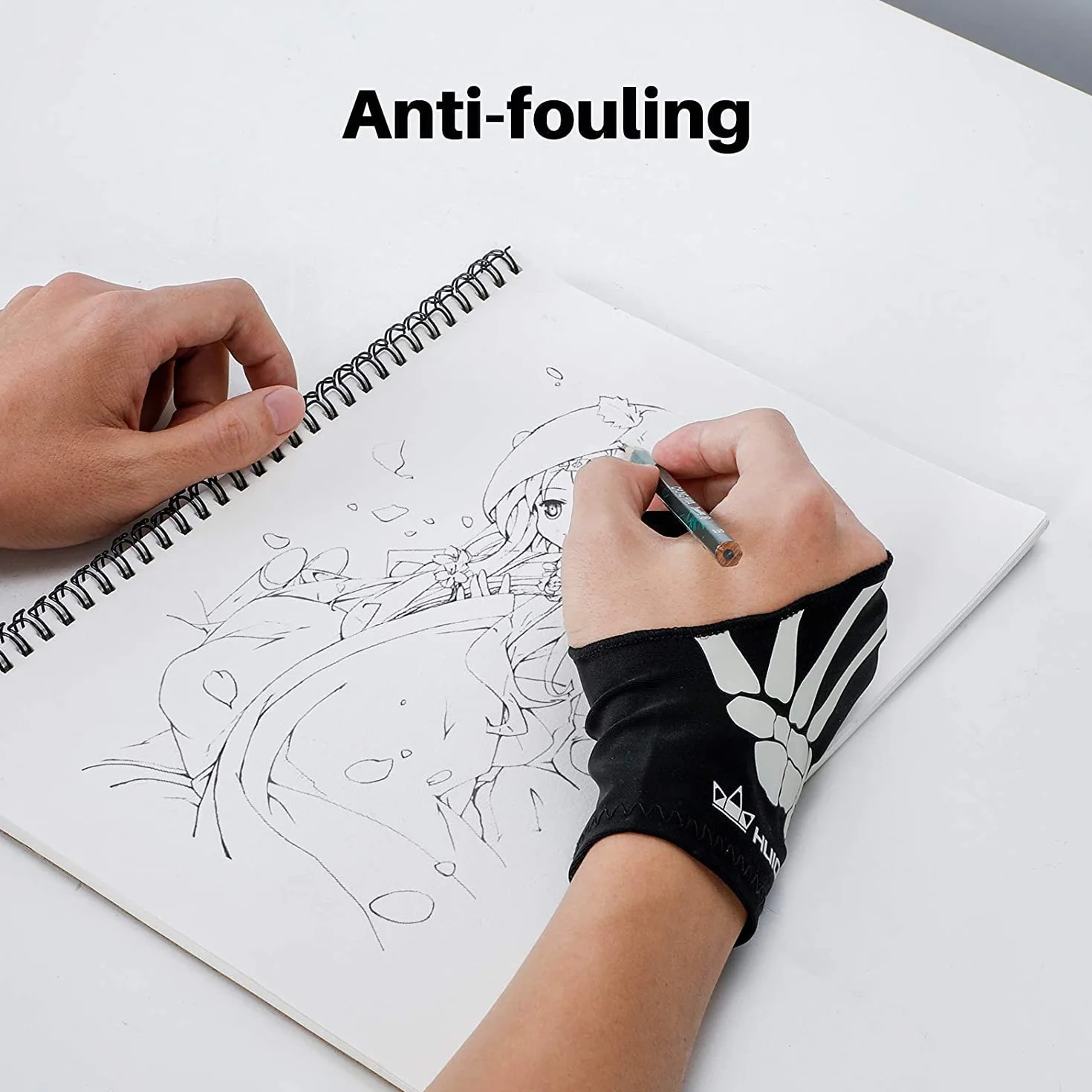 HUION Rękawica do rysowania na tablet graficzny, rękawice przeciwporostowe idealne dla osób korzystających z tabletów do rysowania i lekkich pudełek, dobre dla prawej ręki, dowolny rozmiar