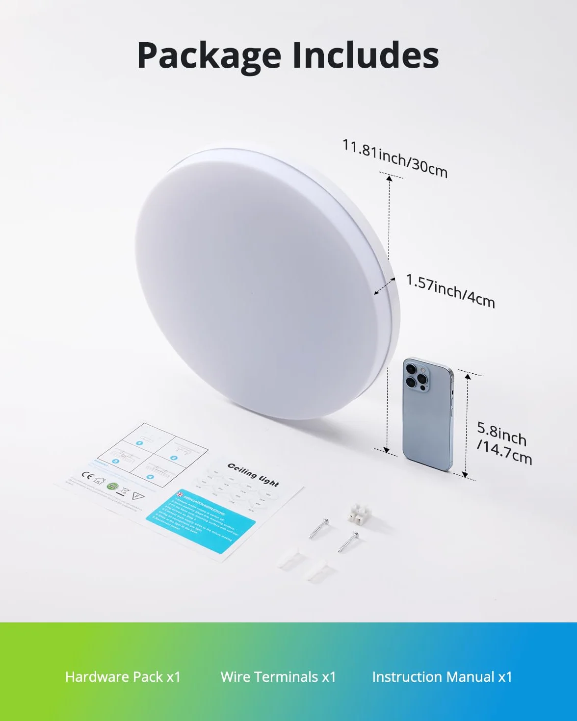 Yafido lampa sufitowa LED, ultra cienka, 48 W, 4320 lm, 4500 K, neutralny biały, lampa sufitowa LED, do salonu, sypialni, biura, kuchni, na balkon i do jadalni, bez możliwości ściemniania, Ø 30 cm