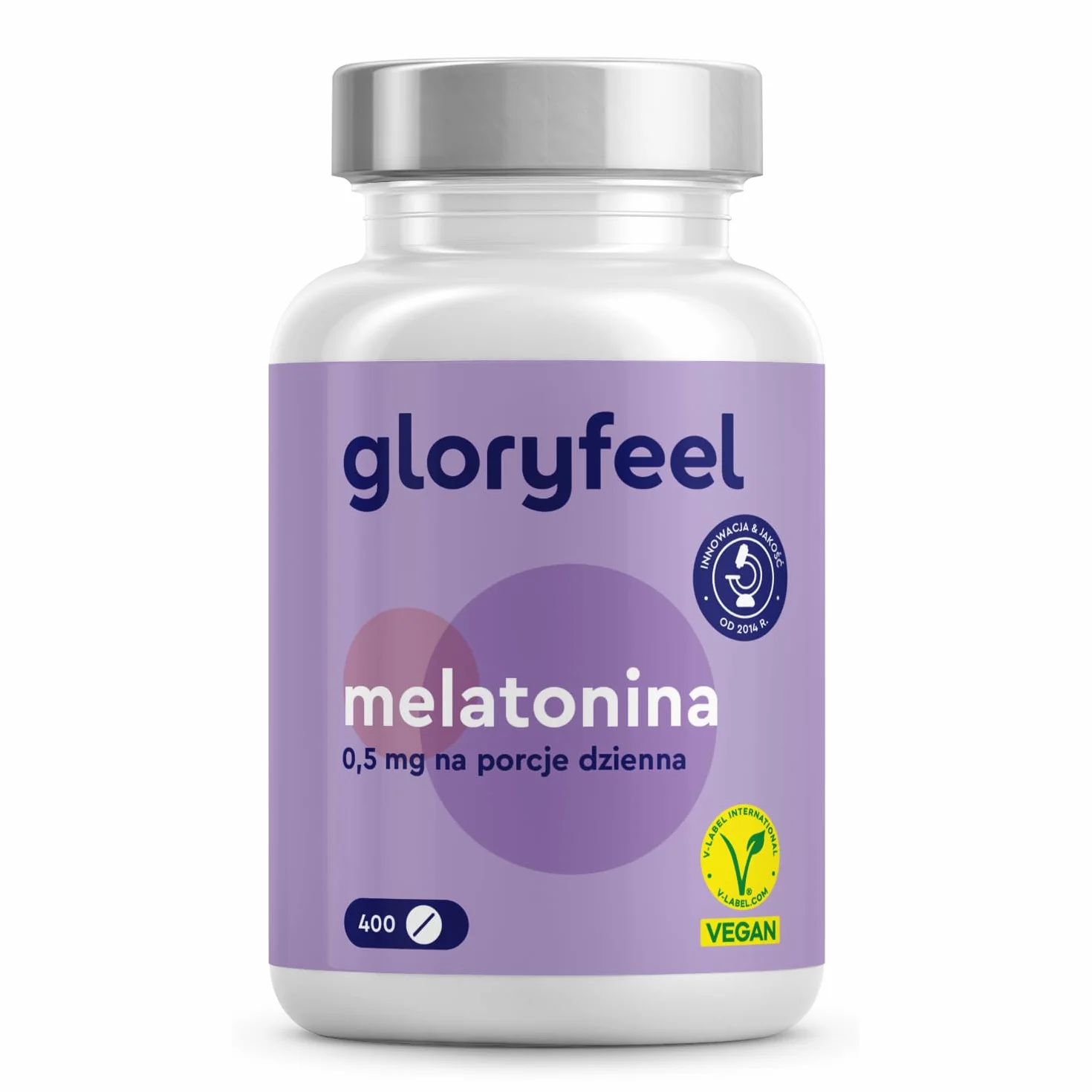 Melatonina - Wysoka dawka - 400 tabletek (13 miesięcy) - 0,5 mg bioaktywnej melatoniny na dzienną dawkę - 100% wegańska - Testowane laboratoryjnie - Wyprodukowano w DE bez niepotrzebnych dodatków