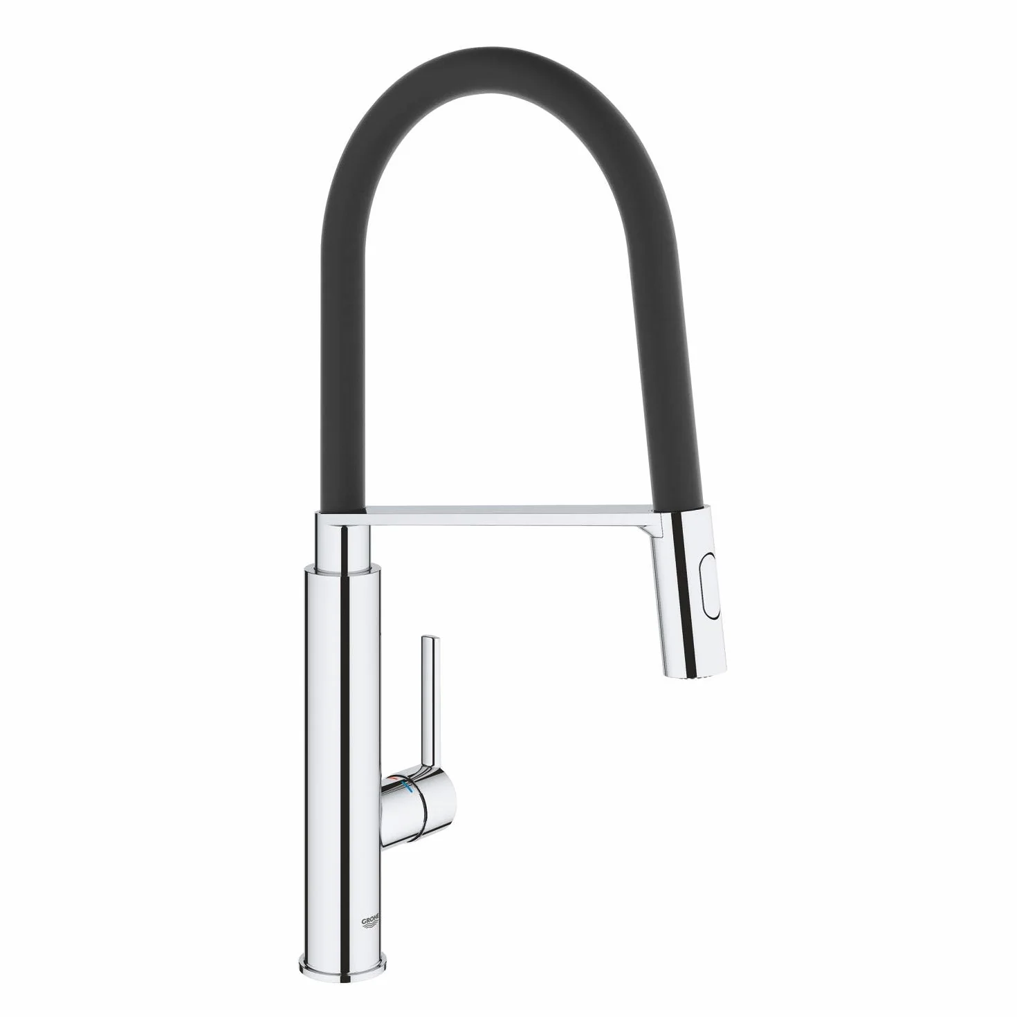 GROHE Feel - profesjonalny kran mieszający do zlewu kuchennego (obrotowa wylewka 360°, wysoka wylewka, 2 opcje natrysku, wkład ceramiczny 28 mm, zintegrowany magnes dokujący, ogony 3/8 cala), rozmiar 510 mm, chromowany, 31489000
