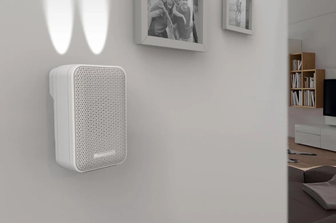 Honeywell Home DC313S seria 3 przenośny, bezprzewodowy dzwonek LED z przyciskiem dzwonka (biały)