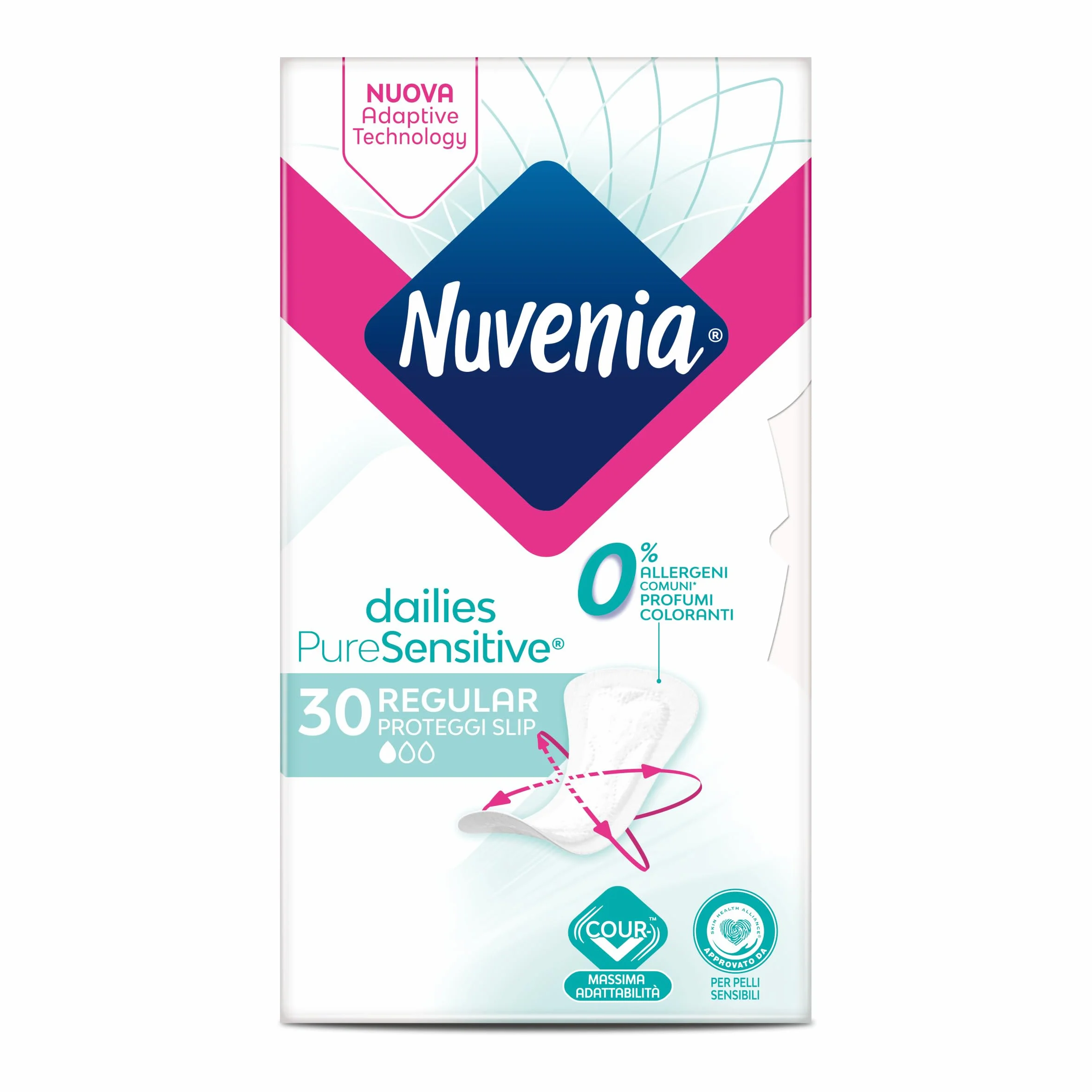 Nuvenia Slip Regular Pure Sensitive 30 sztuk delikatna powierzchnia dla skóry wrażliwej