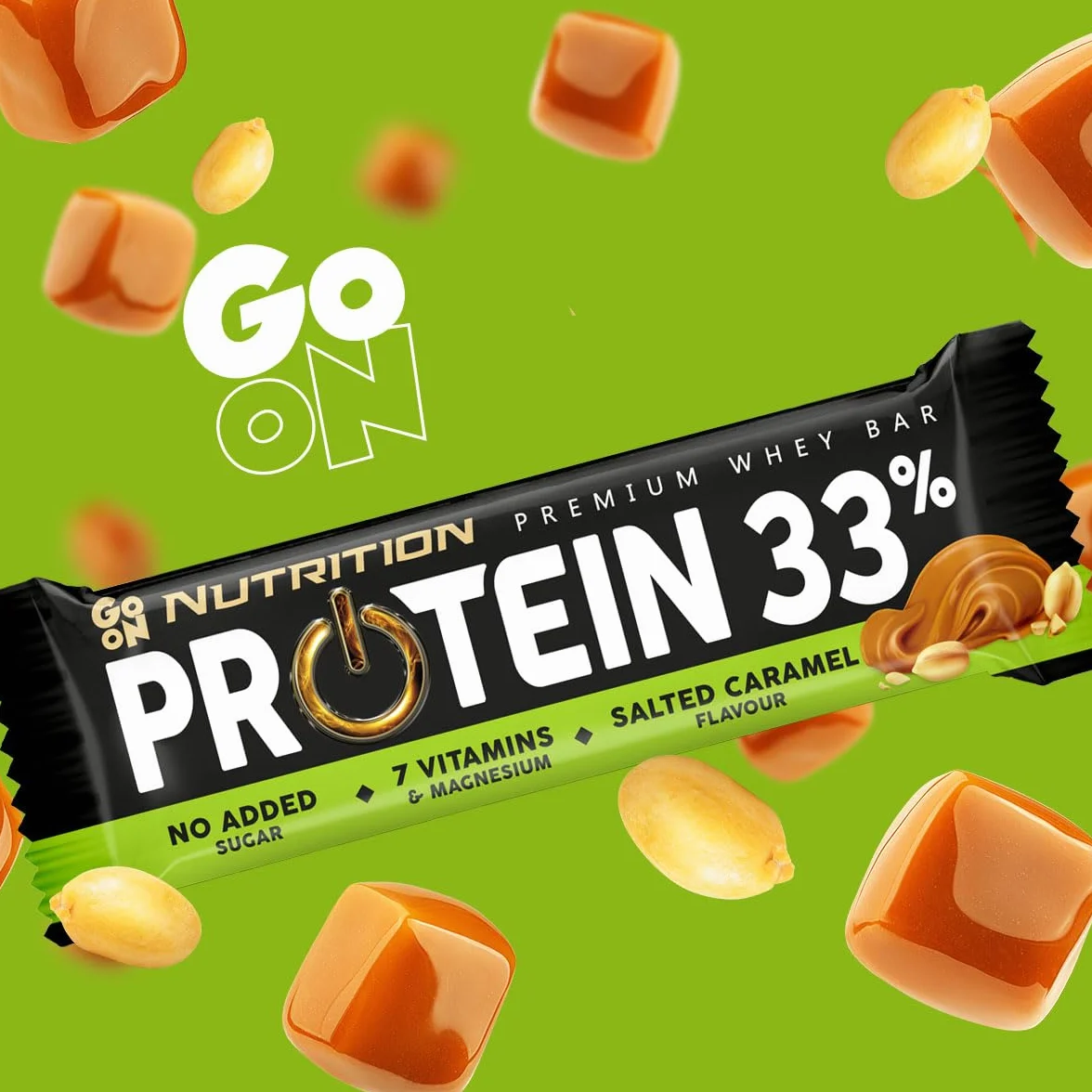 GoOn NUTRITION Batony proteinowe bez cukru 33% z izolatami białka mlecznego Karmel solony 3 x 50g