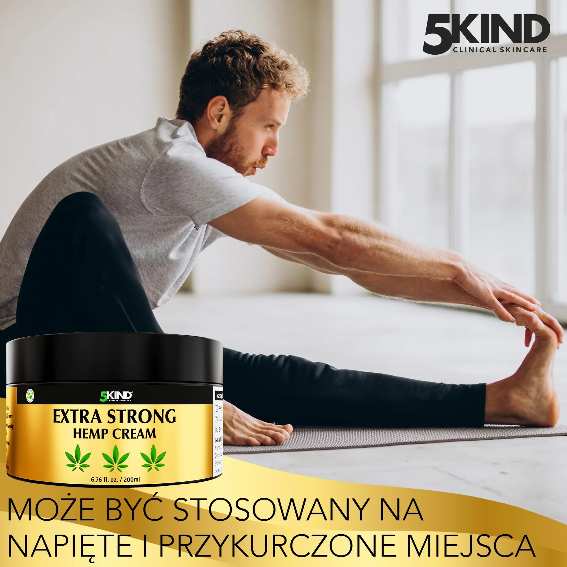 5kind Ekstra Mocny Krem Konopny 200ml - Silny Olej Konopny i Krem Arnikowy - do Masażu Stawów i Mięśni, Dolnej Części Pleców, Stóp, Kolan, Szyi i Ramion - Bogaty w Naturalne Składniki