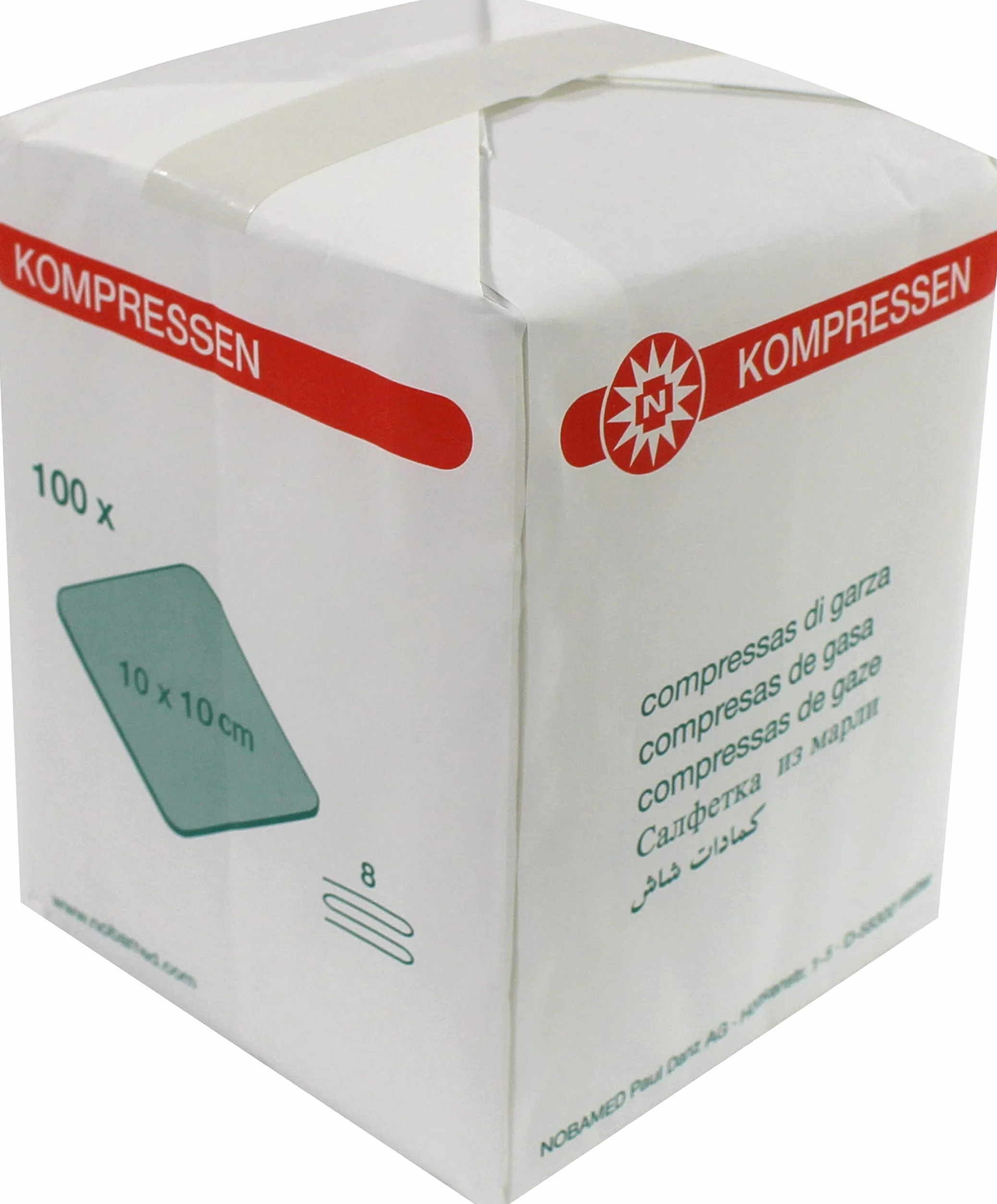 Kompresy 100 sztuk firmy Noba 8-krotne 10 x 10 cm