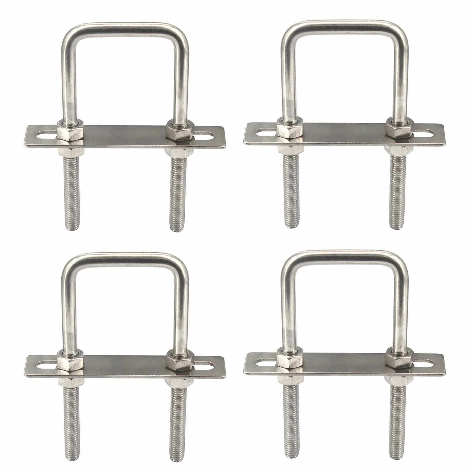M6 x 35 x 60 mm kwadratowe śruby U ze stali nierdzewnej 304 z nakrętkami sześciokątnymi, płyta ramowa, podkładki okrągłe (4 sztuki)