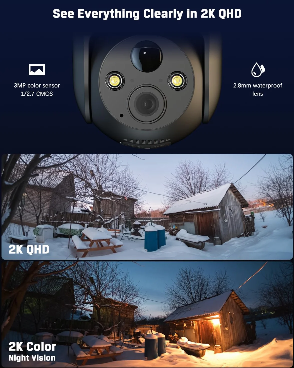 COCOCAM 3G/4G LTE Bezprzewodowa Kamera Bezpieczeństwa 2K na Zewnątrz, Słoneczna, Wykrywanie PIR, AI, Karta SIM w Zestawie