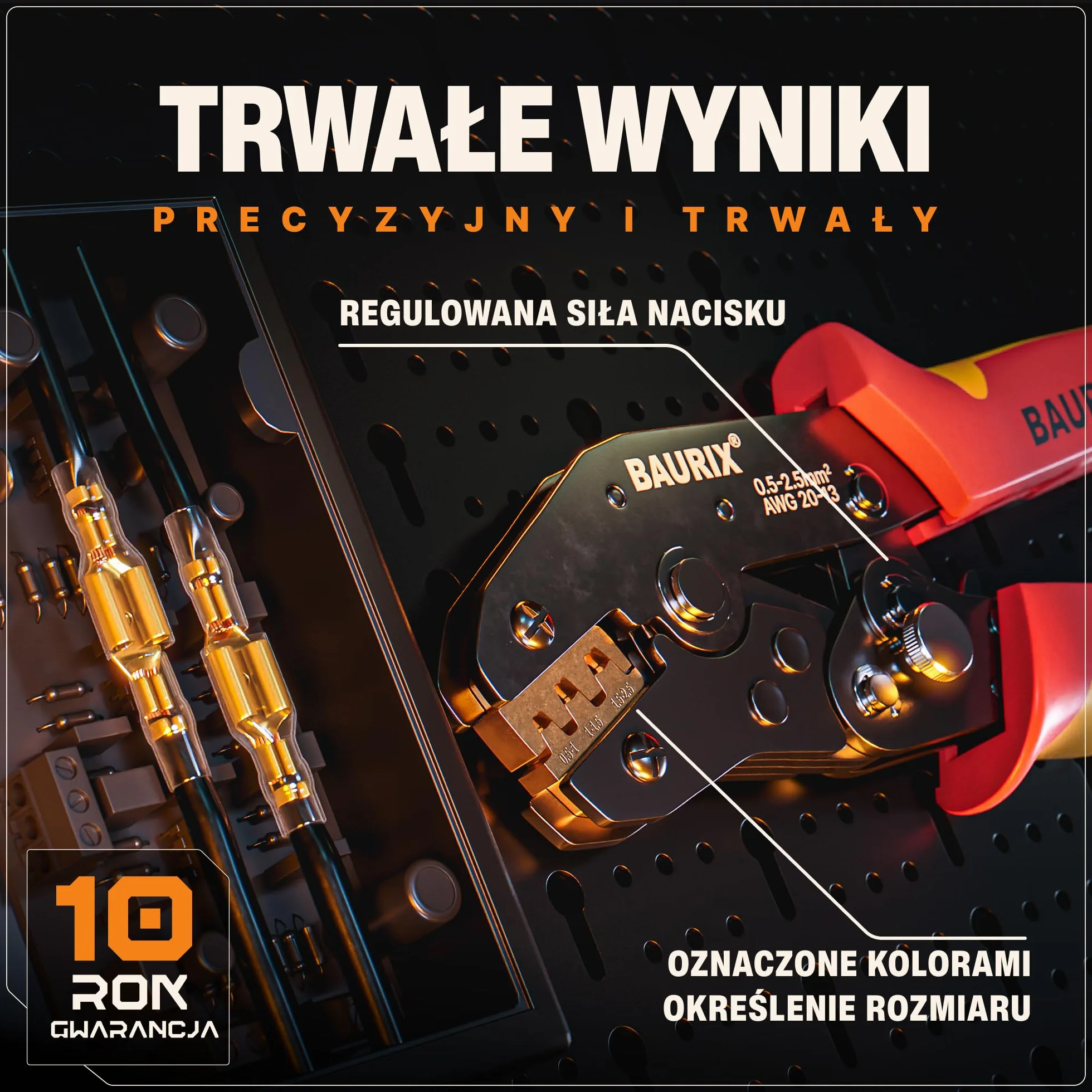 BAURIX Zestaw Szczypiec do Zaciskania 0,50-2,50mm² z Końcówkami Elektrycznymi