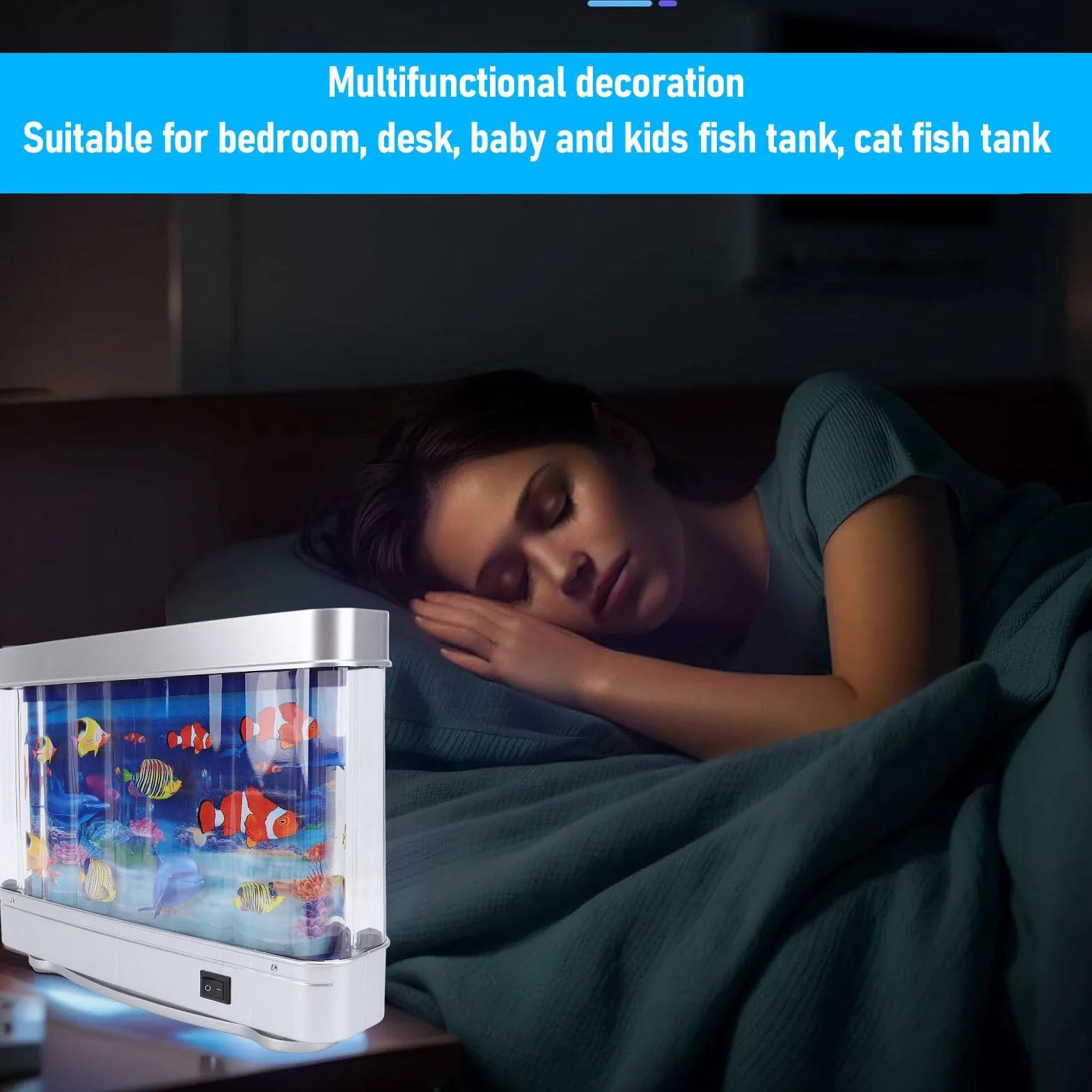 Sztuczne Akwarium z Ruchomymi Rybami LED Lampka Nocna dla Dzieci