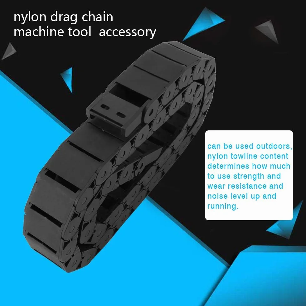 Drag Chain Schwarzes Nylon, 1 m langes Kabel Drahtträger Drag Chain Graviermaschine Zubehör mit hoher Elastizität und Abriebfestigkeit 15 mm x 30 mm