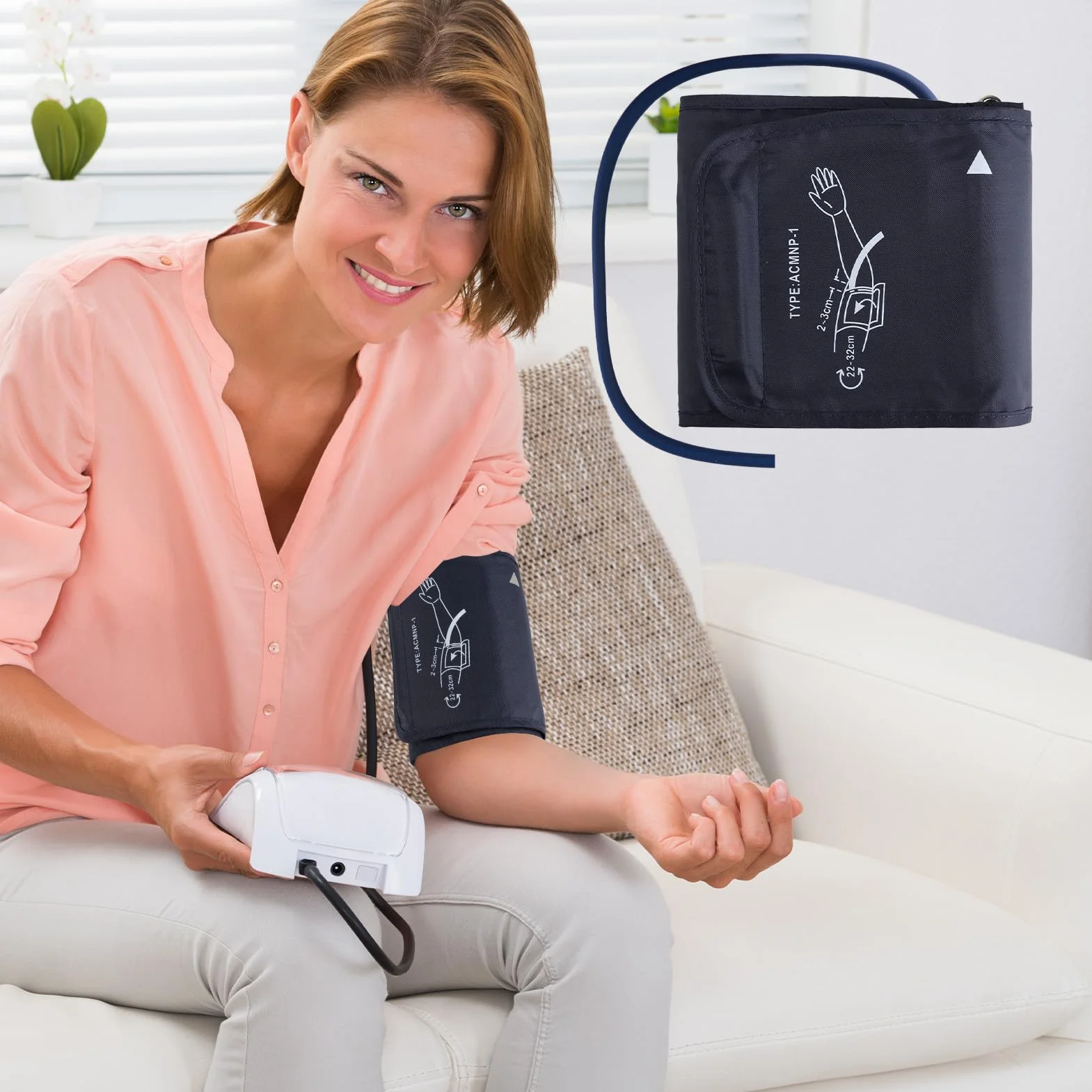 Bardzo duży mankiet do pomiaru ciśnienia krwi 22-32 cm, bardzo duży mankiet do pomiaru ciśnienia krwi 22-32 cm, kompatybilny z większością monitorów BP