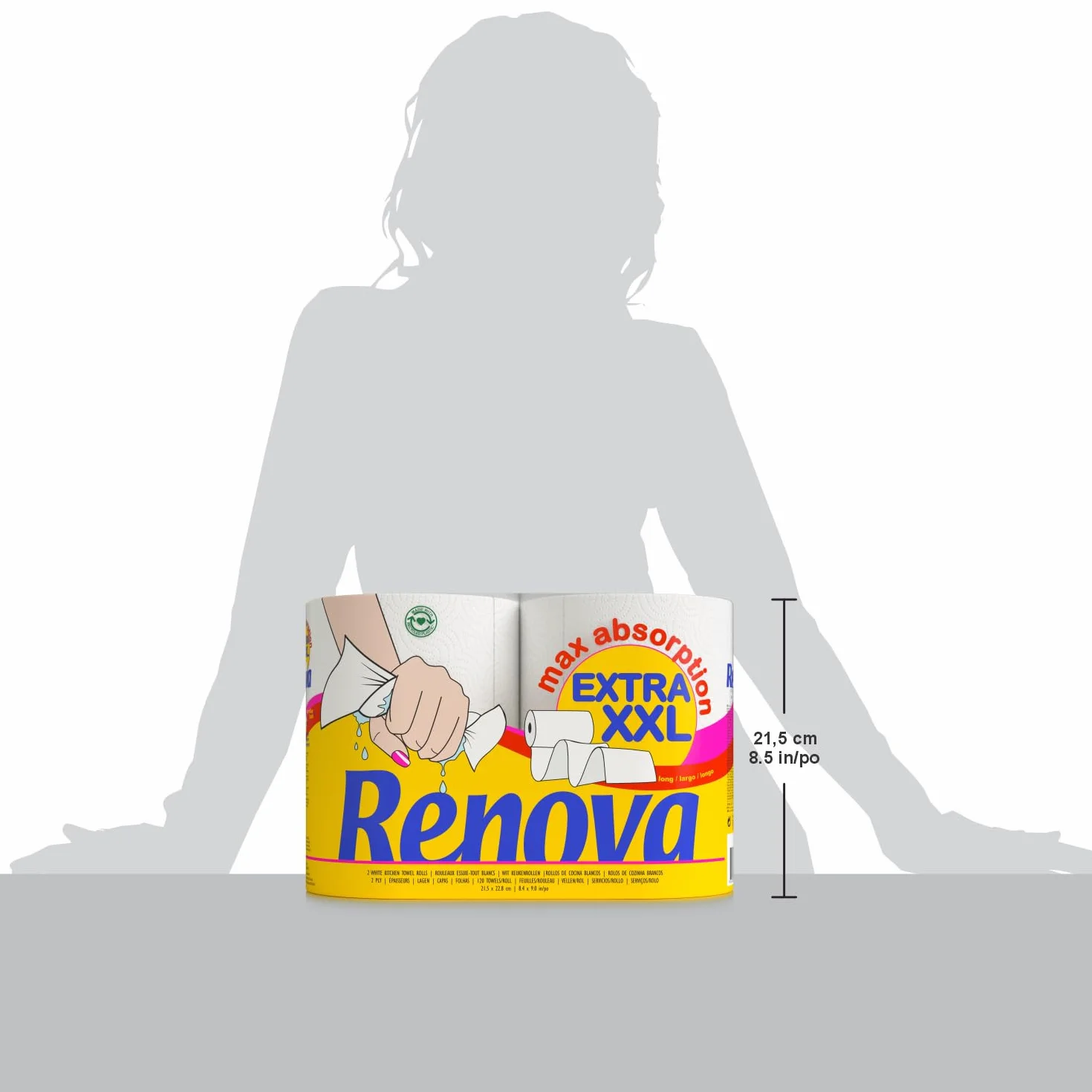 Renova Rolki kuchenne Maxi Absorption Extra XXL 2 rolki papieru Standard XXL z certyfikatem FSC