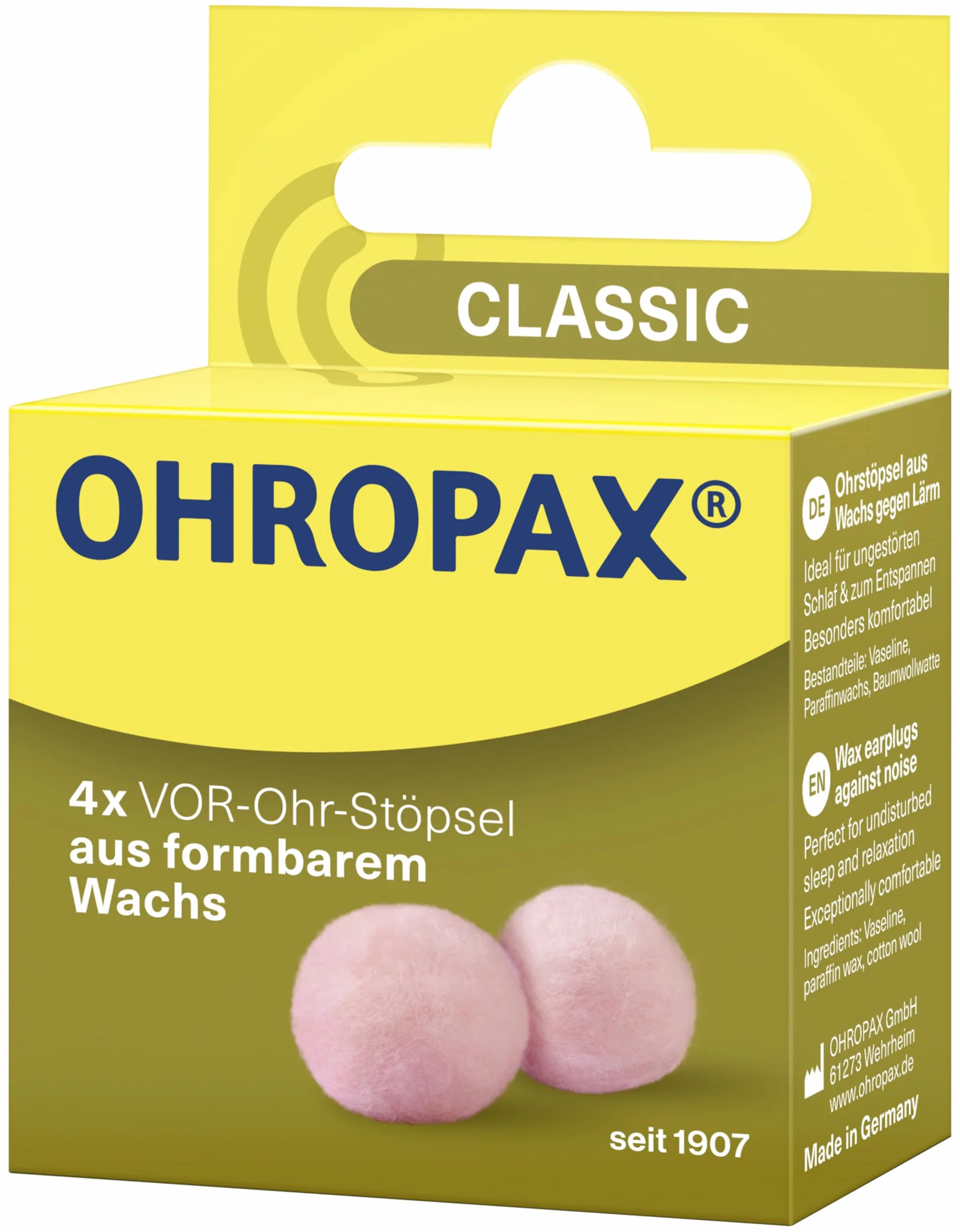 OHROPAX Klasyczne zatyczki do uszu izolacja akustyczna SNR