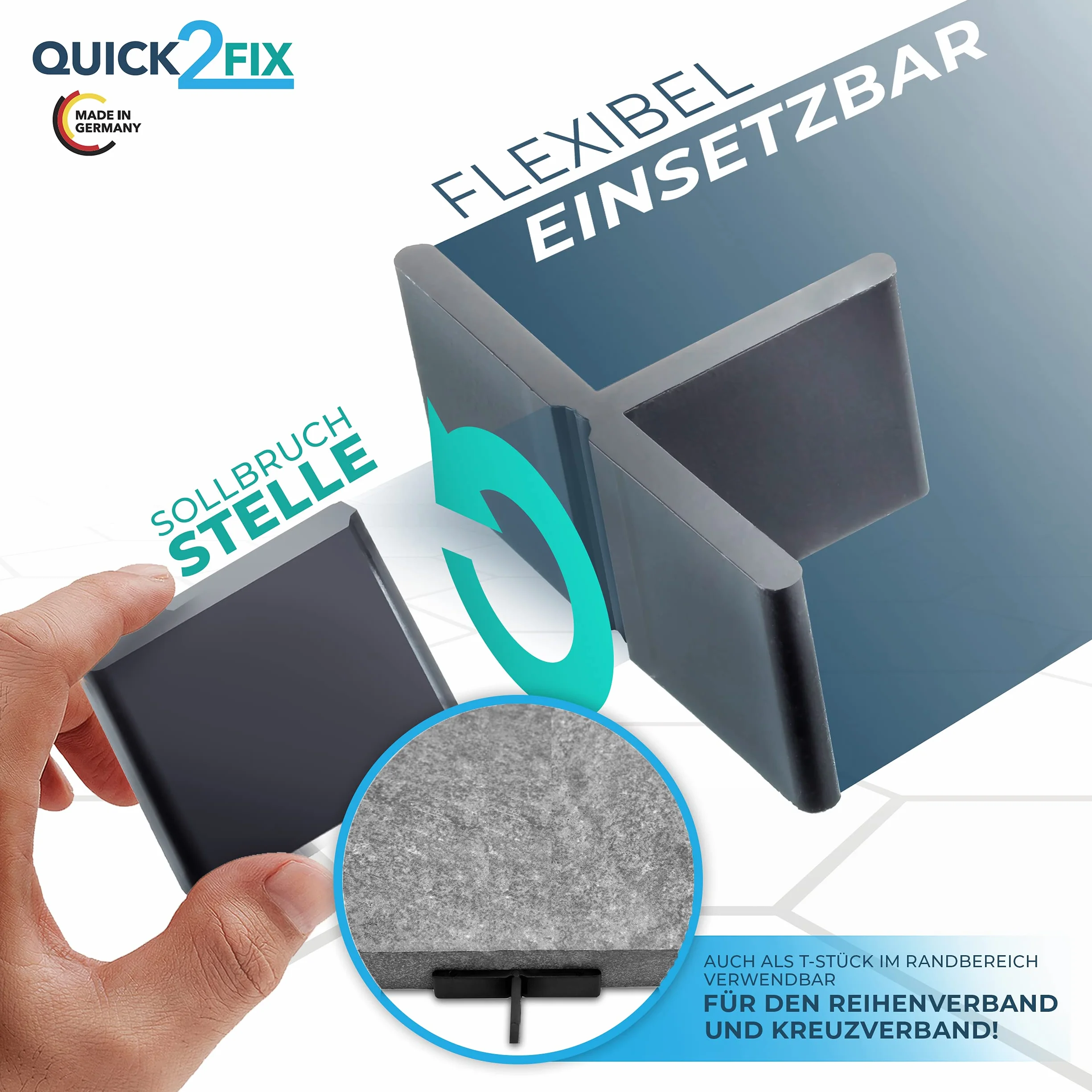 4 mm Profi - Krzyże do fug do płyt tarasowych 4 mm x 20 mm (szer. x wys.) - 100 sztuk do układania na zewnątrz. Z planowanym miejscem złamania można używać jako trójnik - Made in Germany