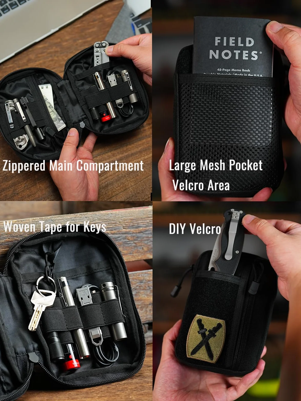 Sayram SP5 EDC Organizer Narzędzi, mała torba taktyczna z 6 kieszeniami, czarny